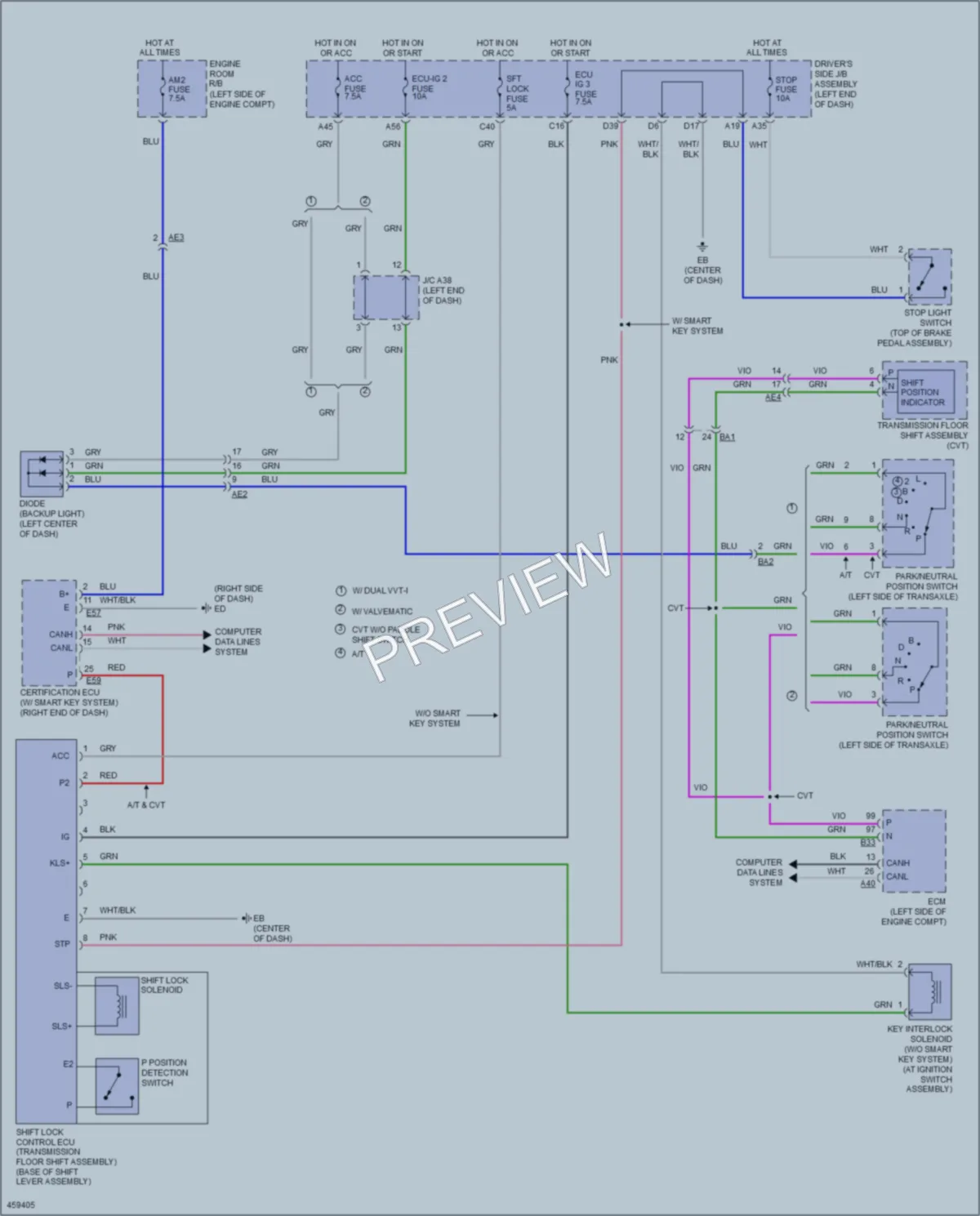 2015 Toyota Corolla Shift Interlock wiring diagram preview