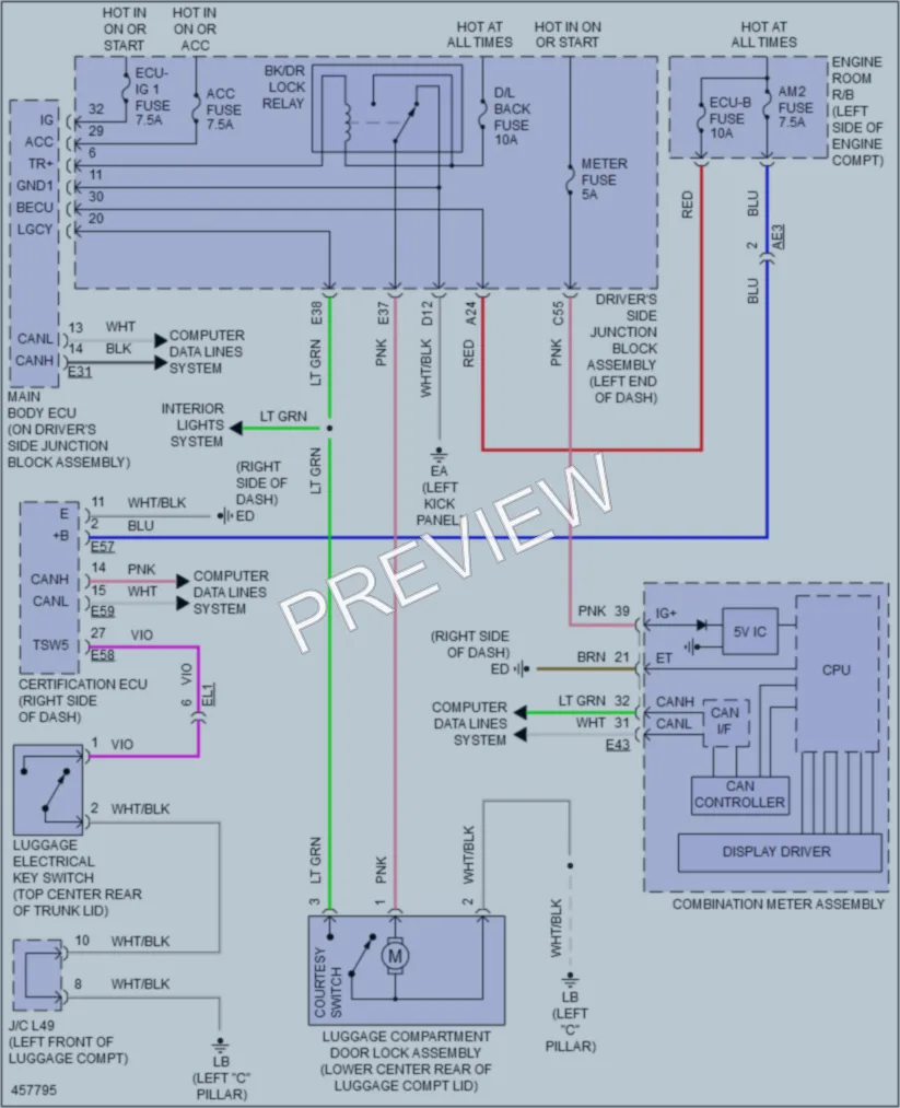 2015 Toyota Corolla Trunk Tailgate Fuel Door wiring diagram preview