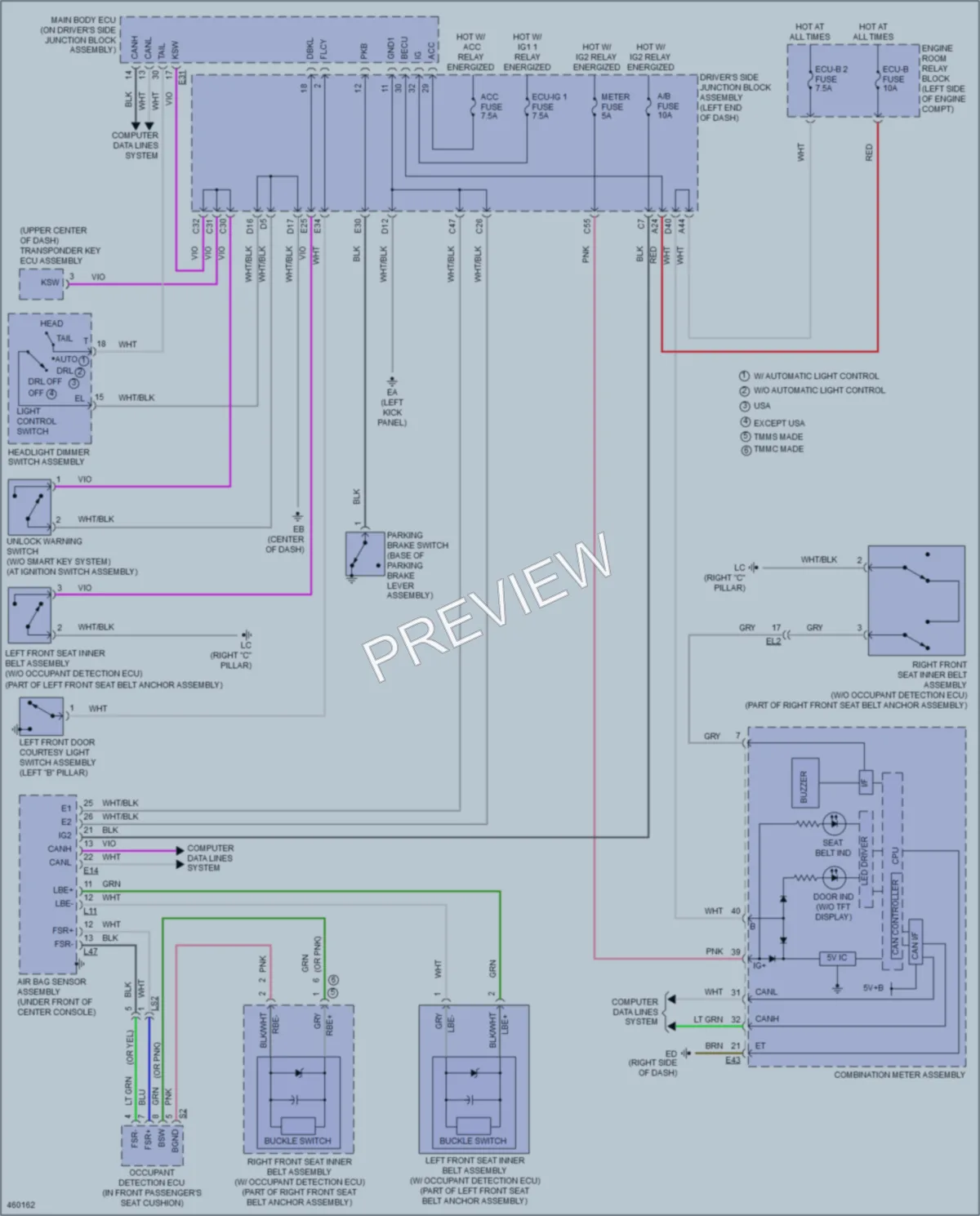 2015 Toyota Corolla Warning Systems wiring diagram preview