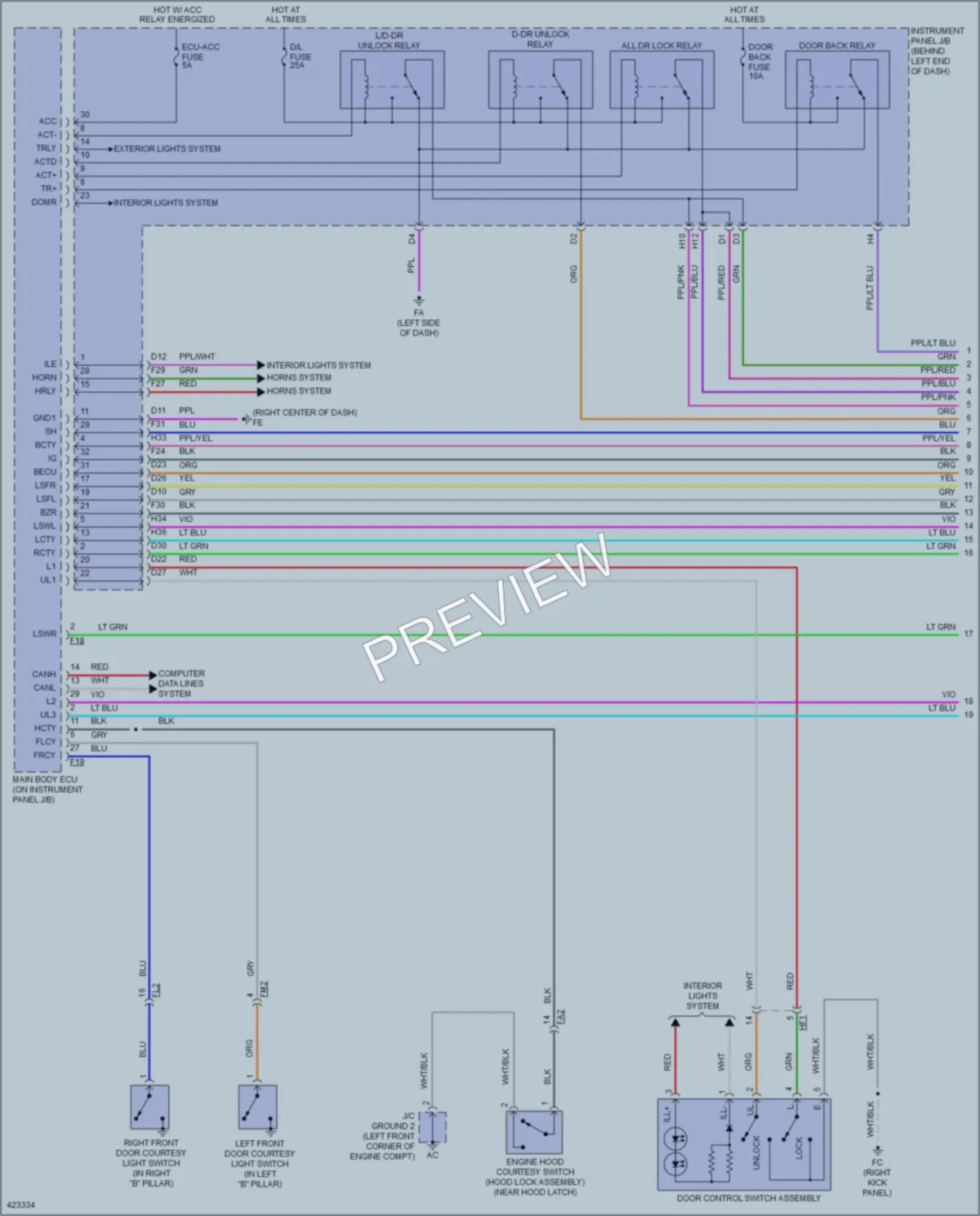 2015 Toyota Highlander Power Door Locks wiring diagram preview