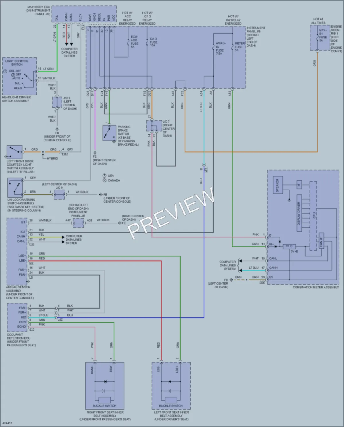 2015 Toyota Highlander Warning Systems wiring diagram preview