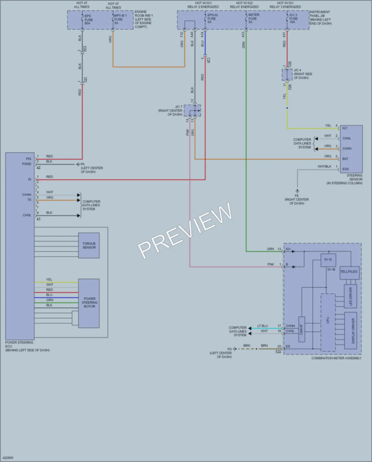 2015 Toyota HighlanderHybrid Electronic Power Steering wiring diagram preview
