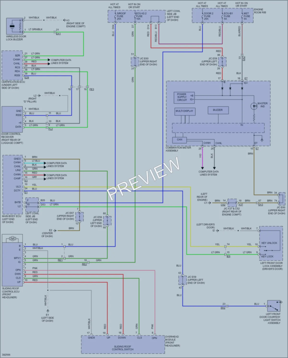 2015 Toyota LandCruiser Power Top Sunroof wiring diagram preview