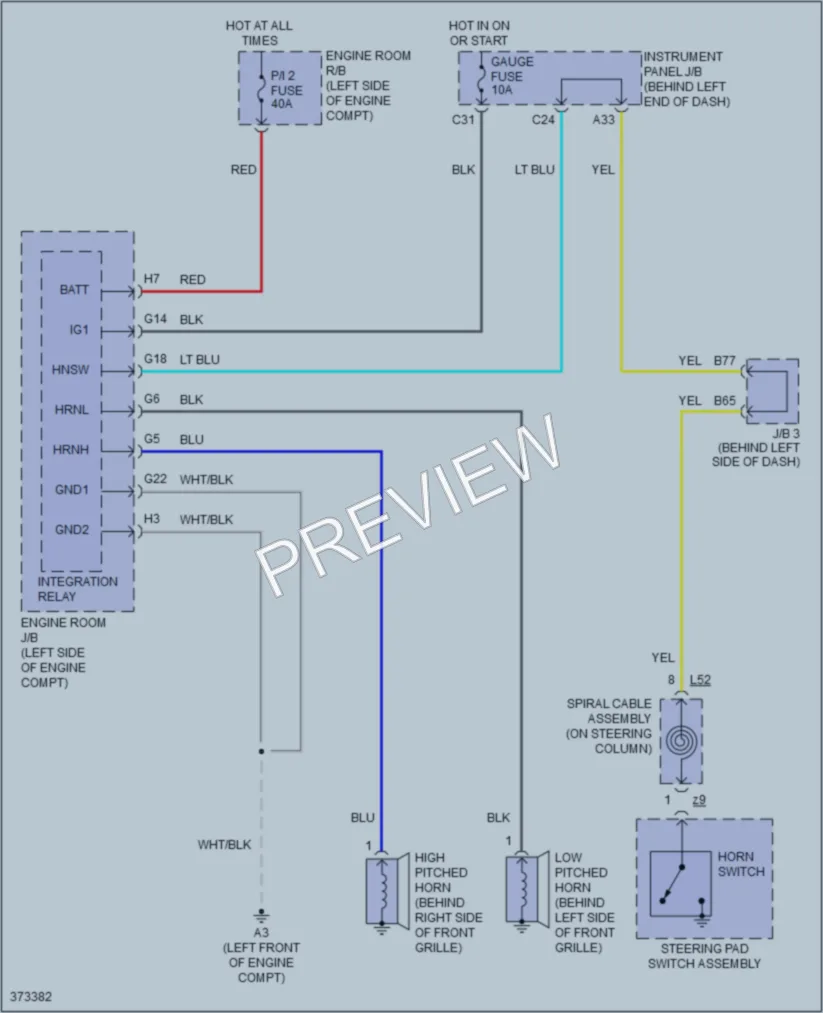 2015 Toyota Plug In Horn wiring diagram preview
