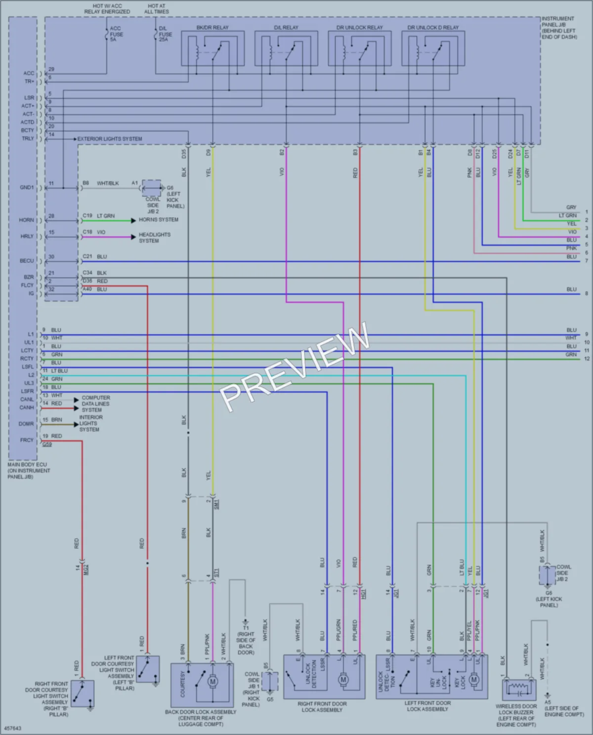 2015 Toyota Priusc Power Door Locks wiring diagram preview