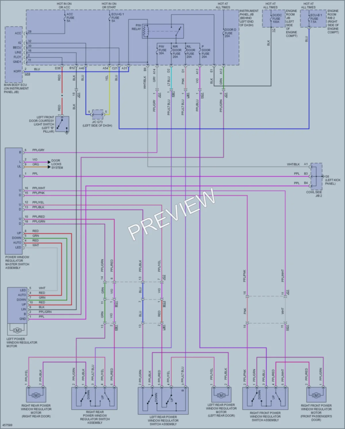 2015 Toyota Priusc Power Windows wiring diagram preview
