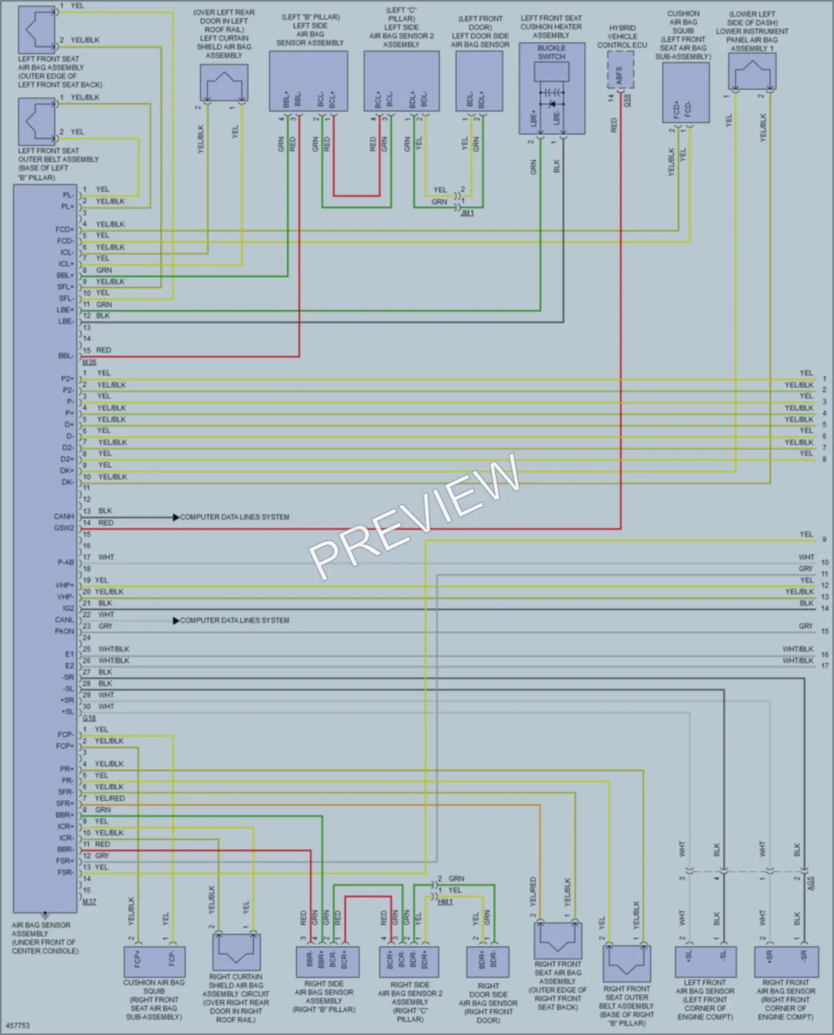 2015 Toyota Priusc Supplemental Restraints wiring diagram preview