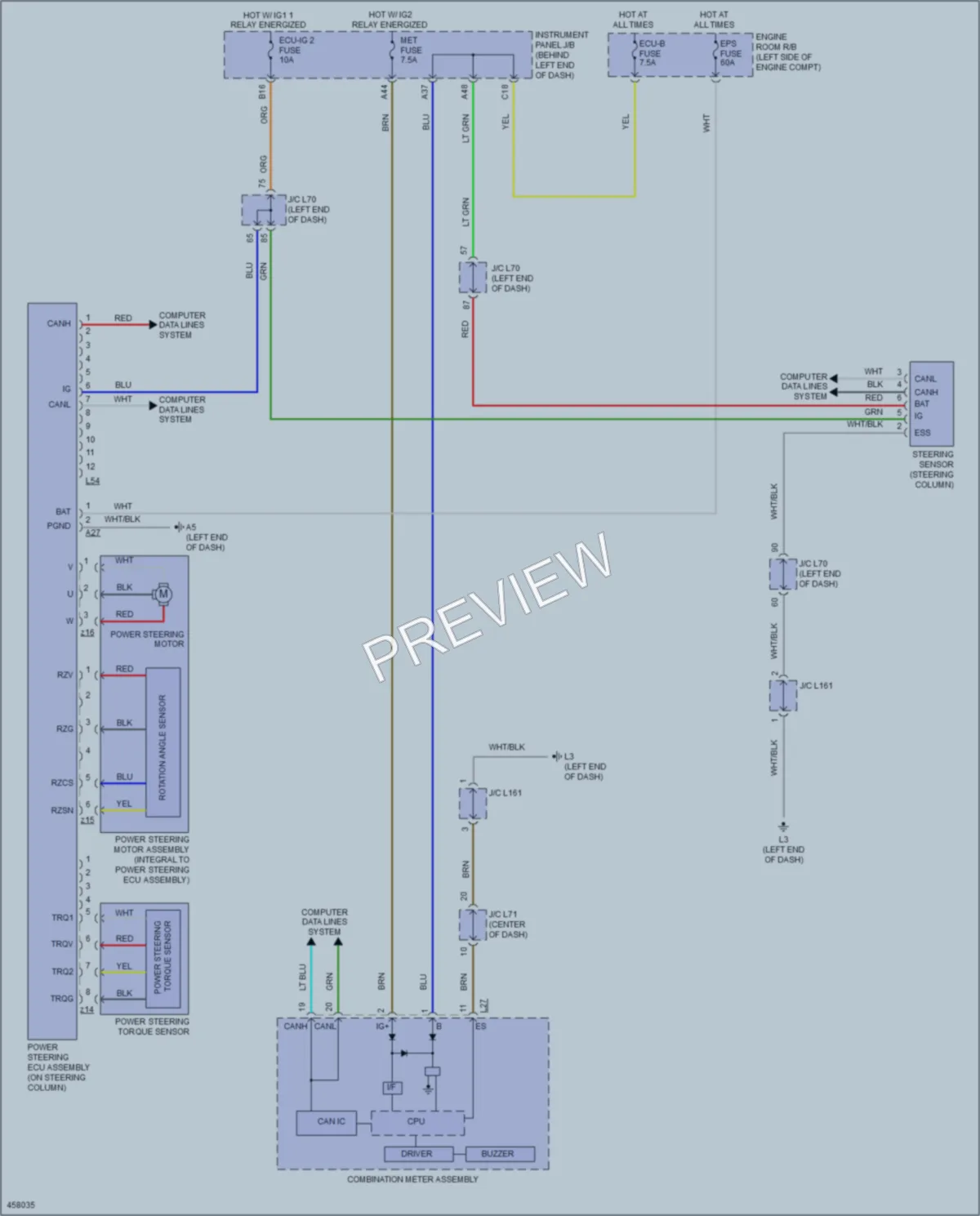 2015 Toyota Priusv Electronic Power Steering wiring diagram preview