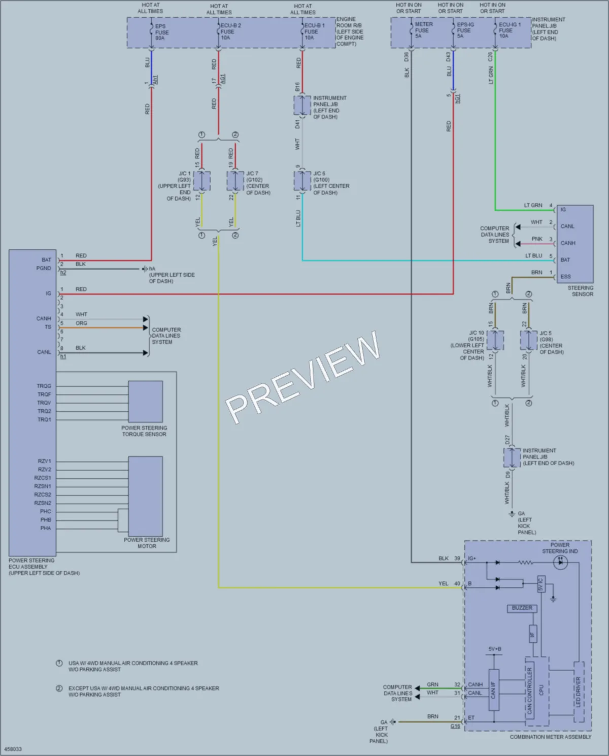 2015 Toyota RAV4 Electronic Power Steering wiring diagram preview