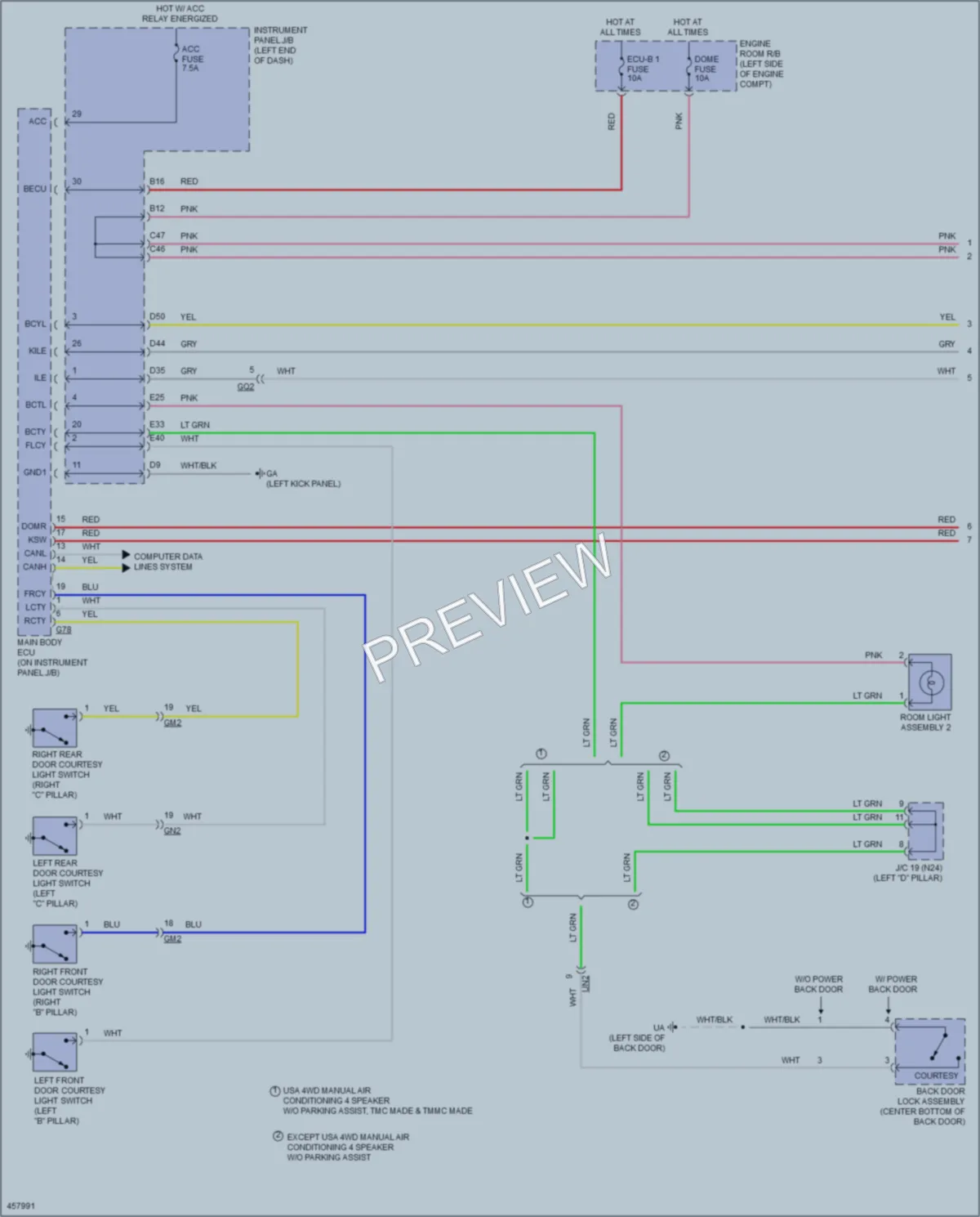2015 Toyota RAV4 Interior Lights wiring diagram preview