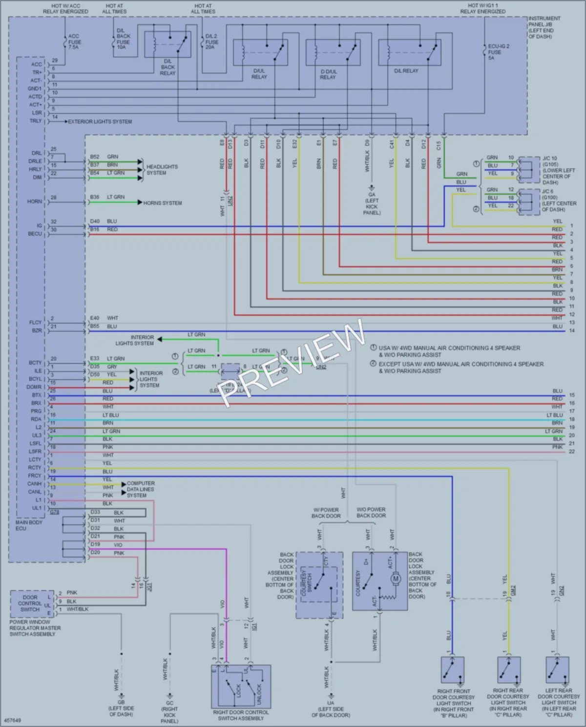 2015 Toyota RAV4 Power Door Locks wiring diagram preview