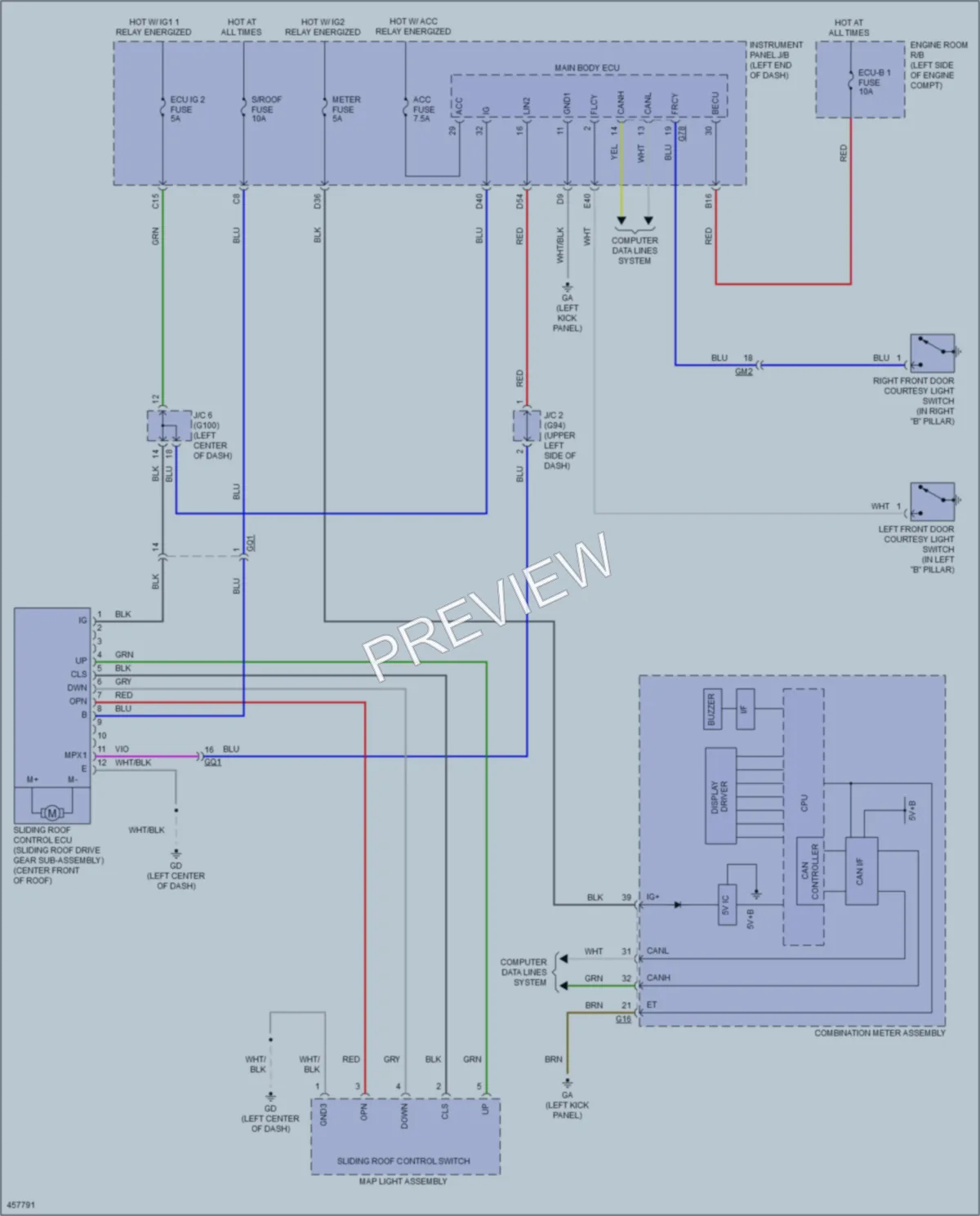 2015 Toyota RAV4 Power Top Sunroof wiring diagram preview
