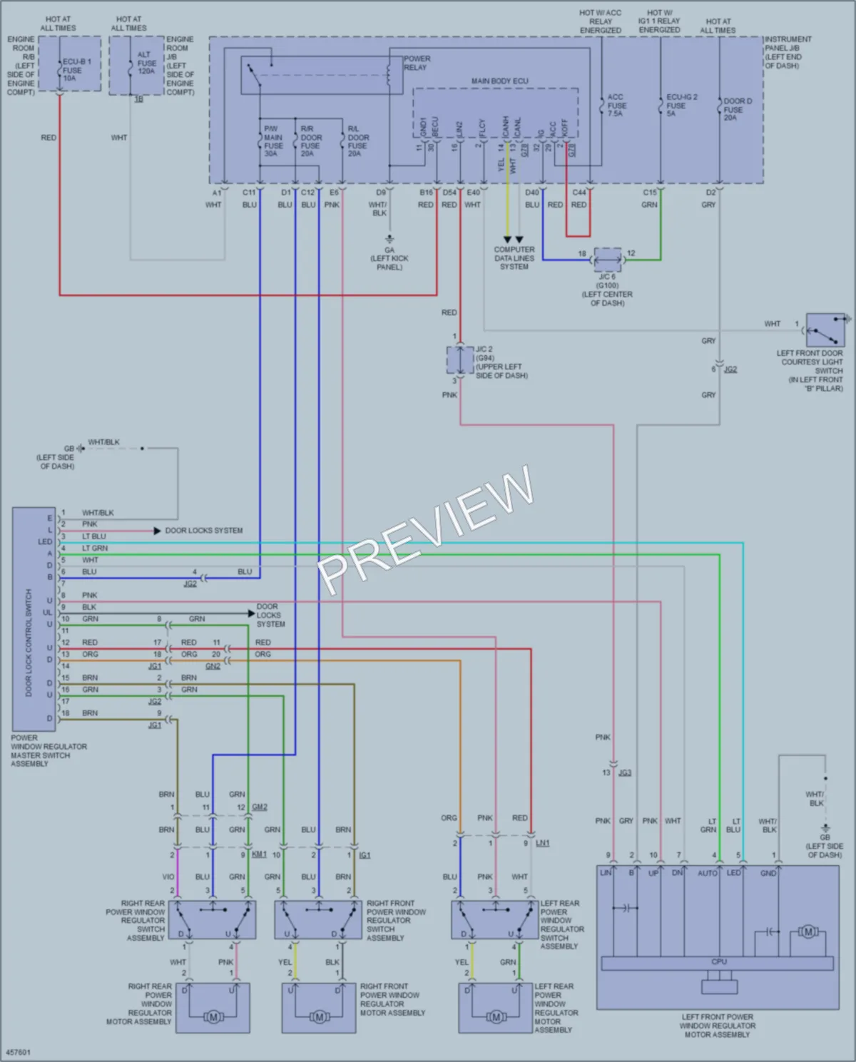 2015 Toyota RAV4 Power Windows wiring diagram preview