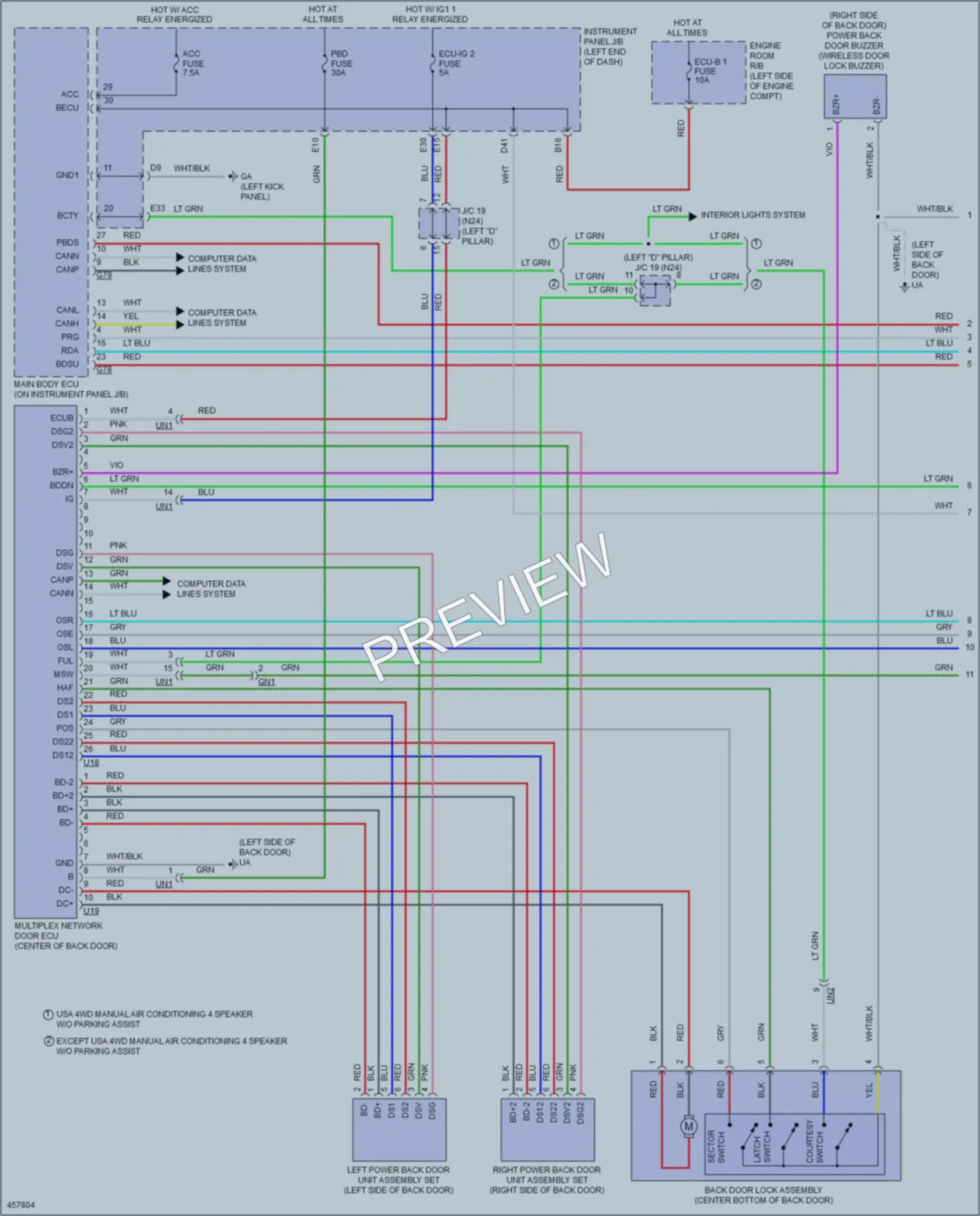 2015 Toyota RAV4 Trunk Tailgate Fuel Door wiring diagram preview