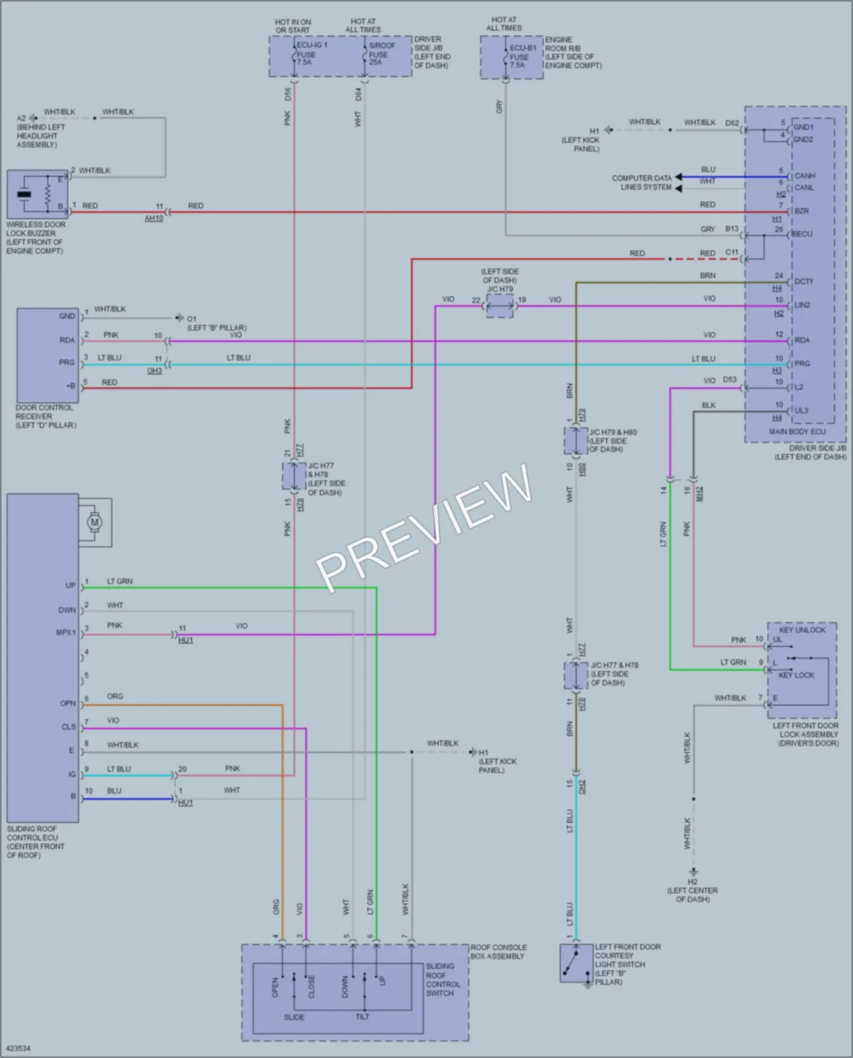 2015 Toyota Sequoia Power Top Sunroof wiring diagram preview