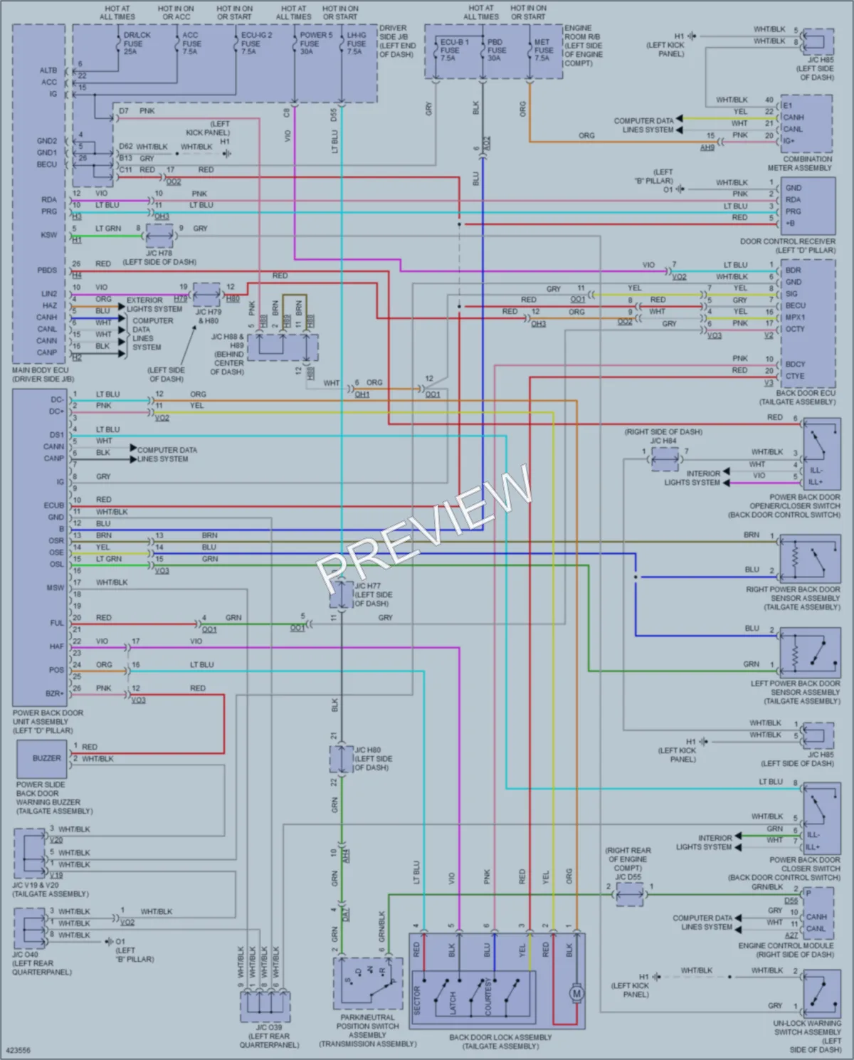 2015 Toyota Sequoia Trunk Tailgate Fuel Door wiring diagram preview
