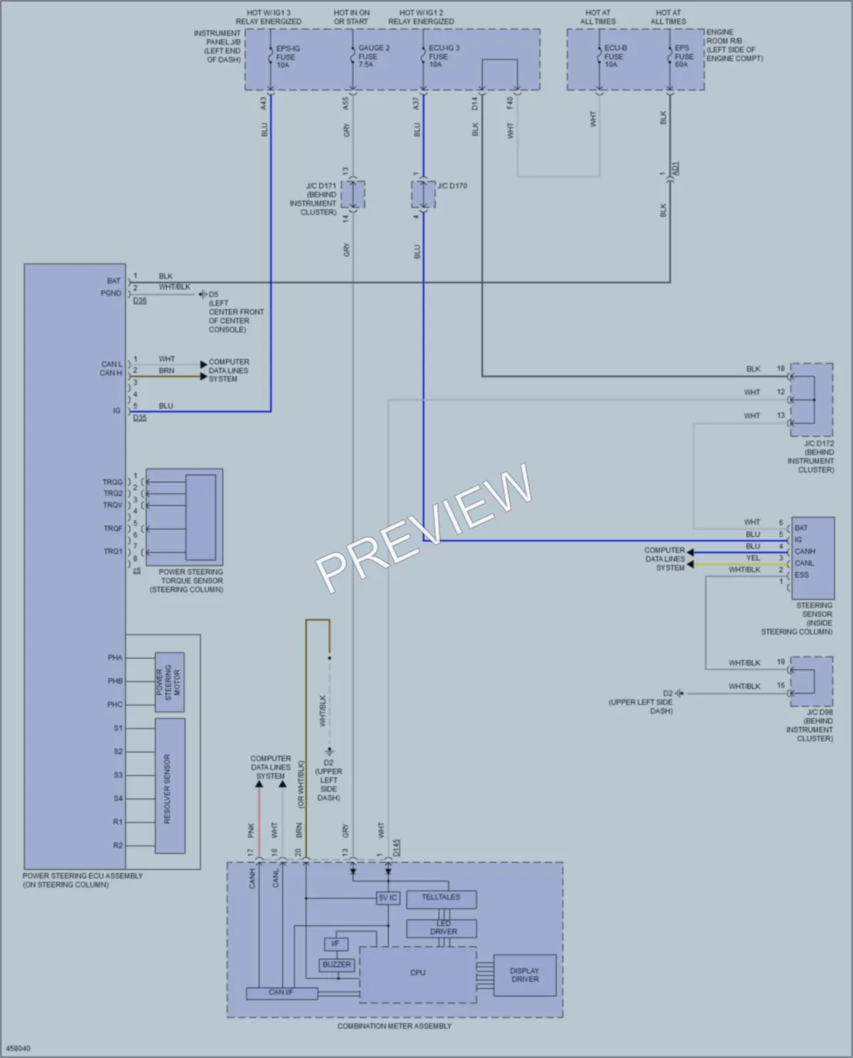 2015 Toyota Sienna Electronic Power Steering wiring diagram preview