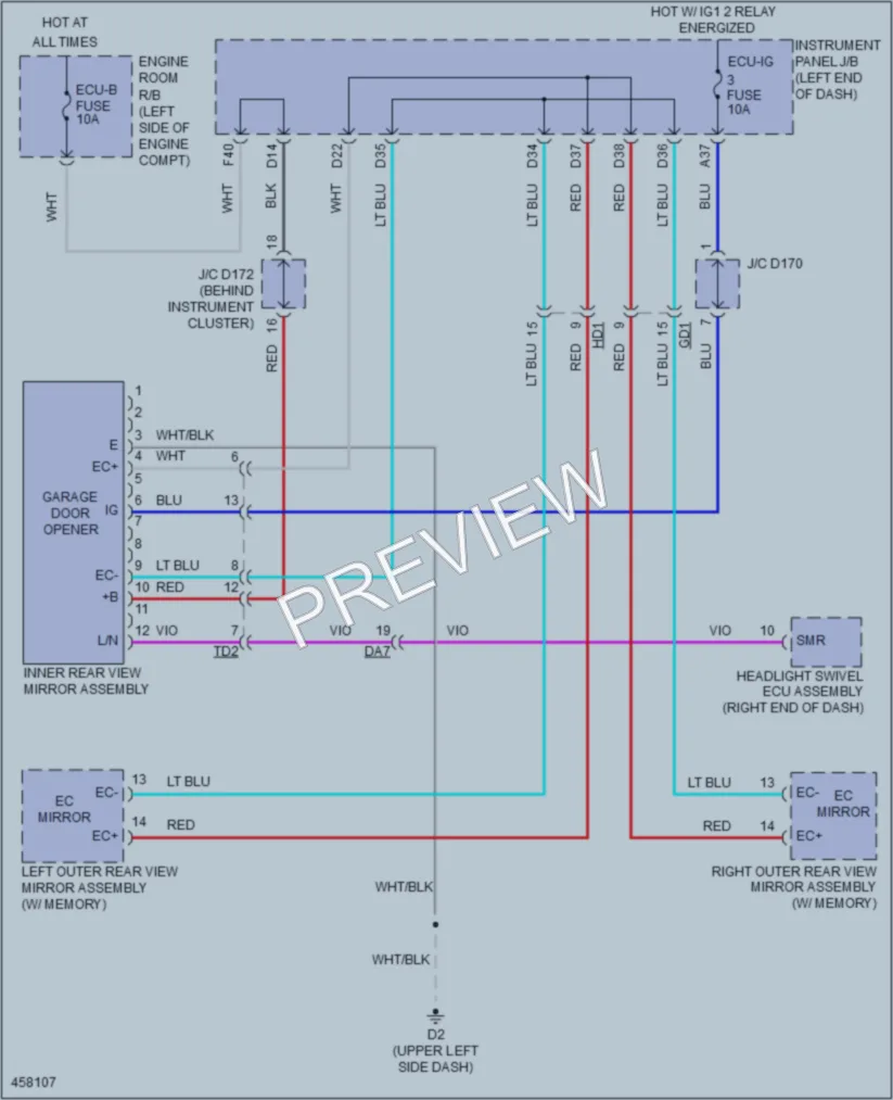 2015 Toyota Sienna Power Mirrors wiring diagram preview