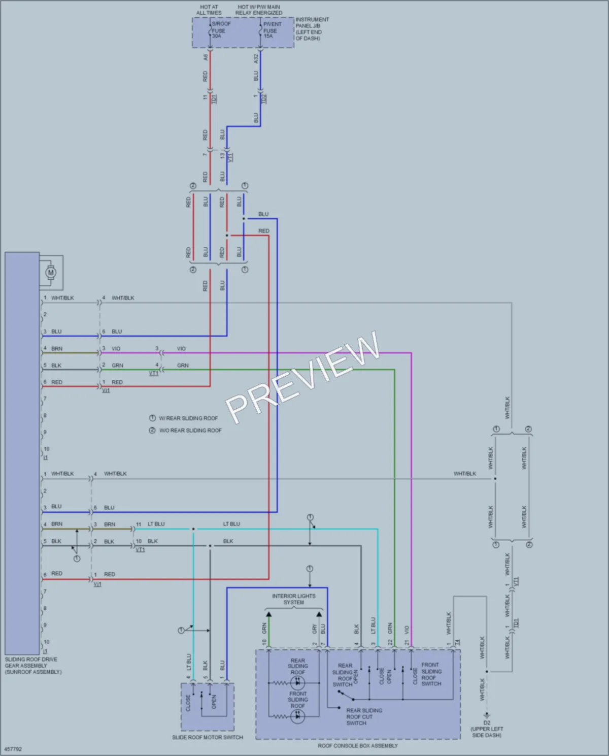 2015 Toyota Sienna Power Top Sunroof wiring diagram preview