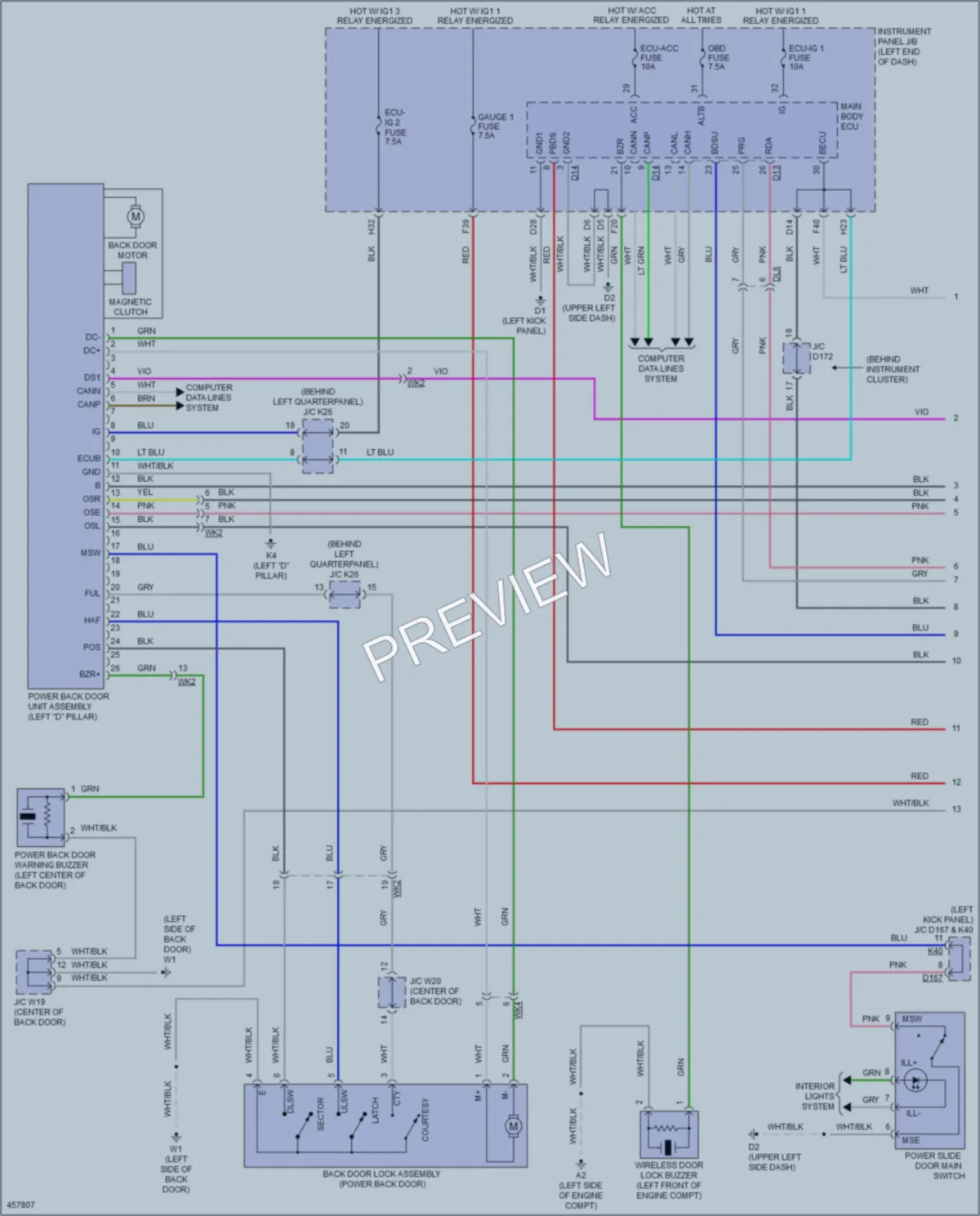 2015 Toyota Sienna Trunk Tailgate Fuel Door wiring diagram preview
