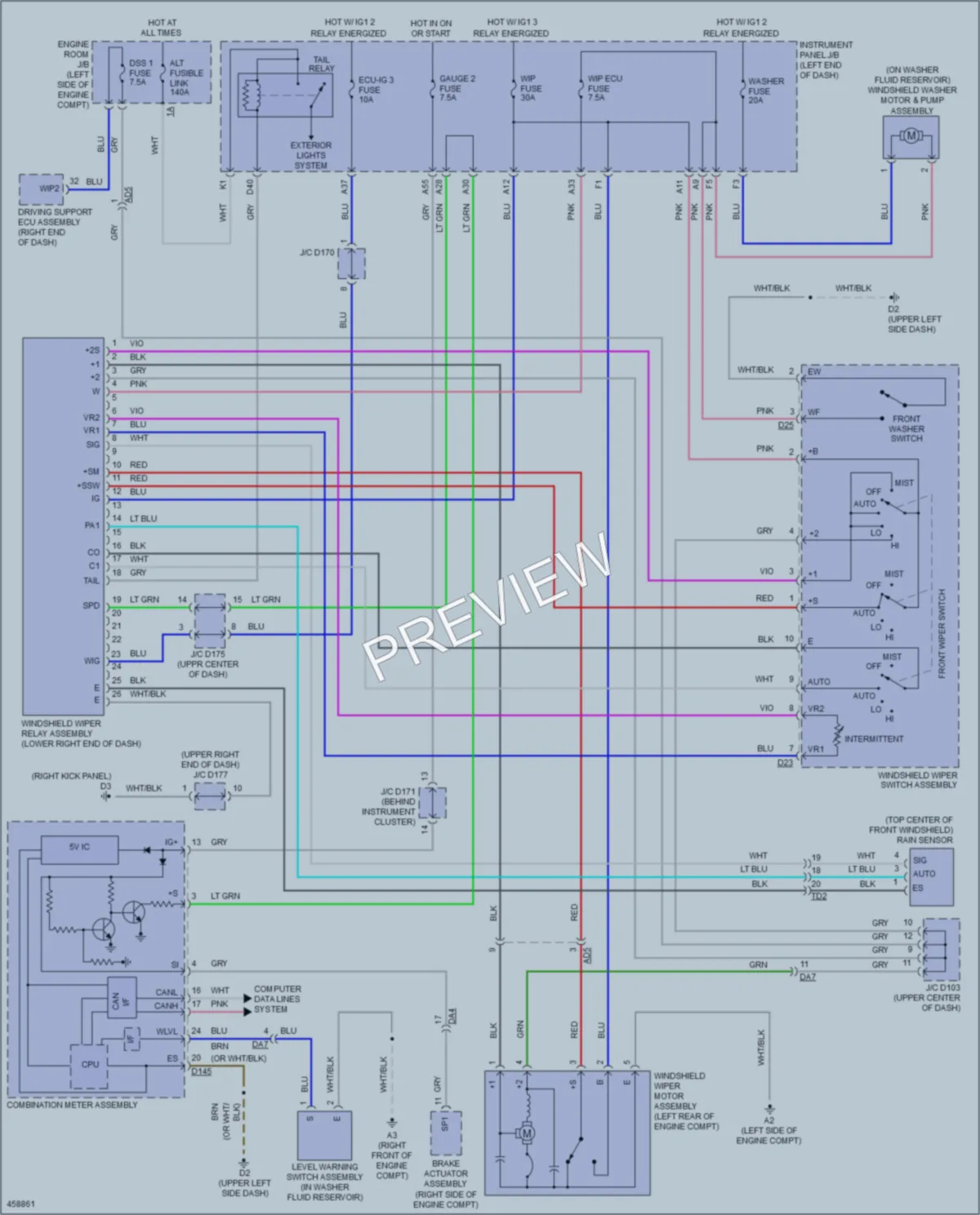 2015 Toyota Sienna Wiper Washer wiring diagram preview