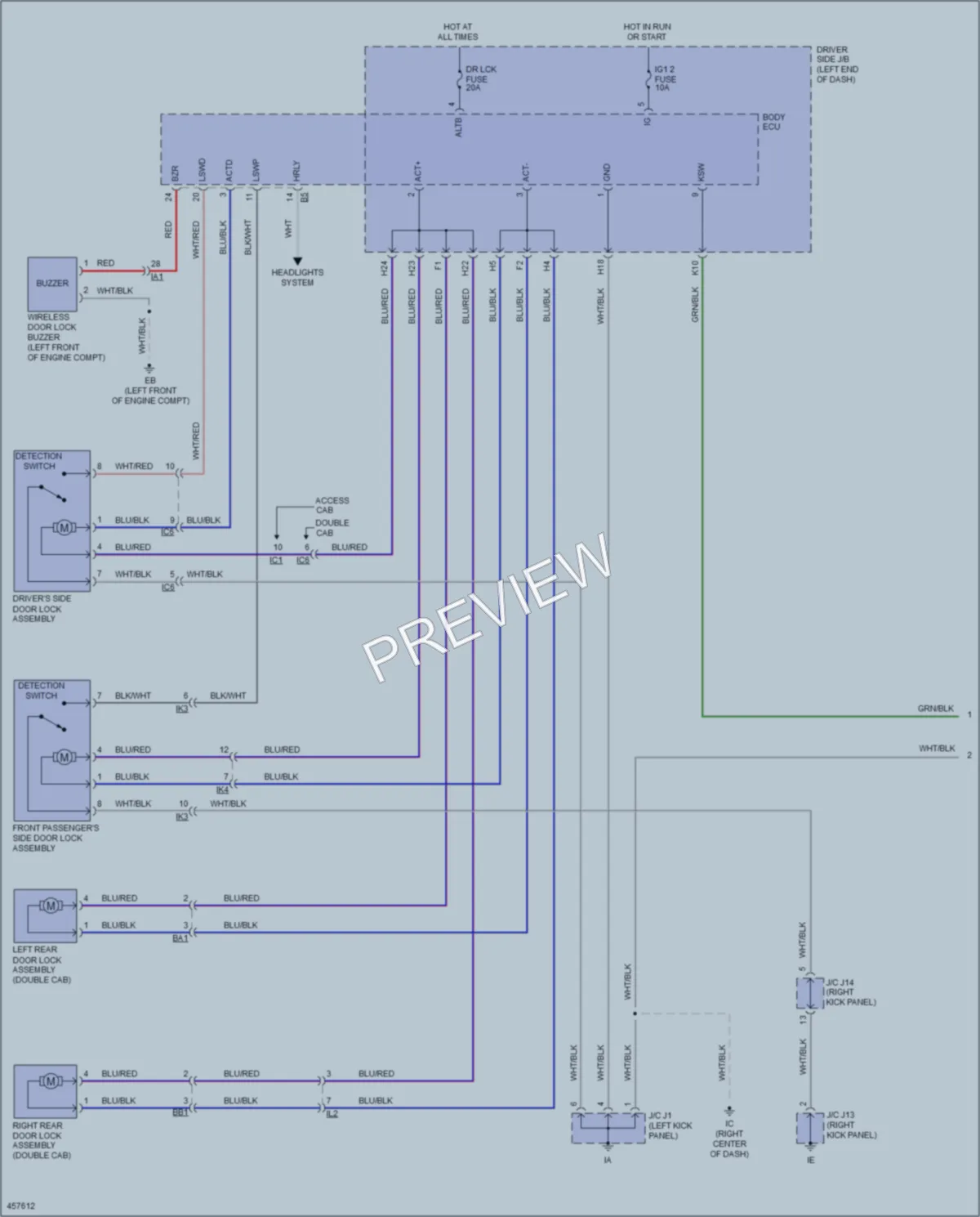 2015 Toyota Tacoma Power Door Locks wiring diagram preview