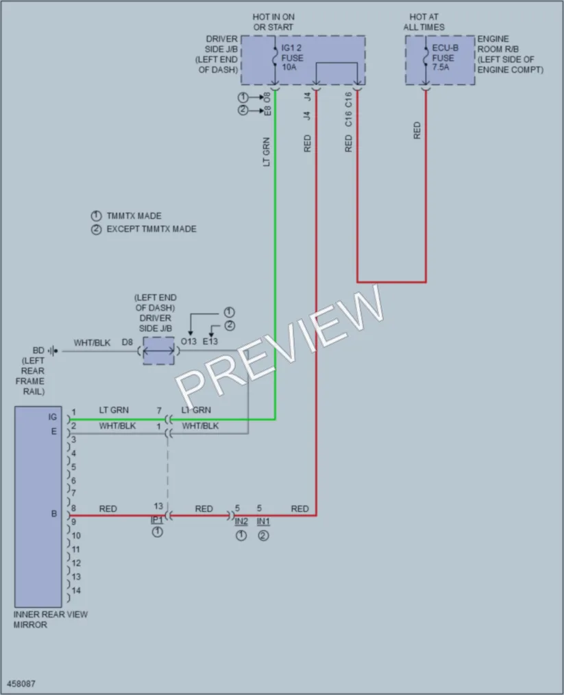 2015 Toyota Tacoma Power Mirrors wiring diagram preview