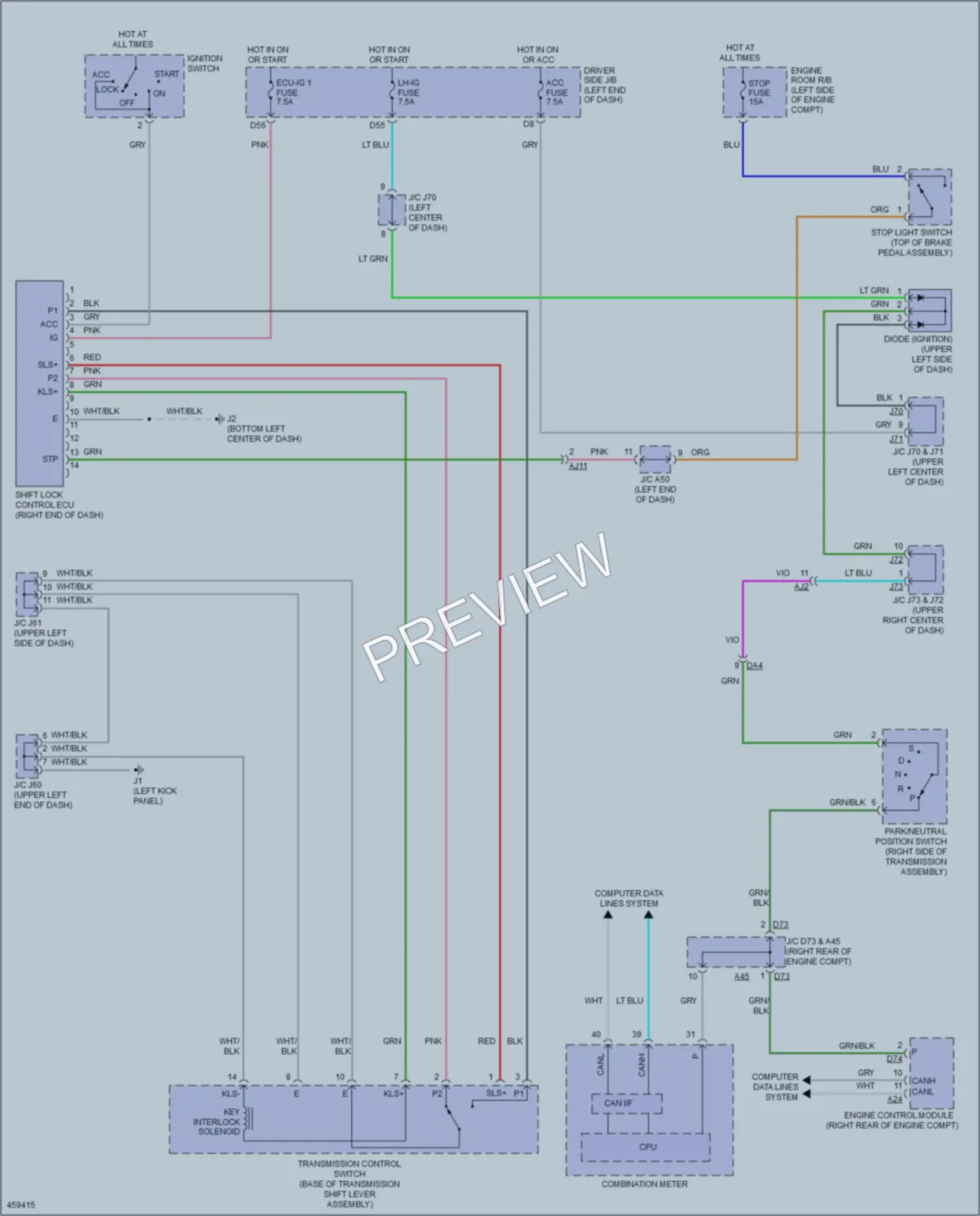 2015 Toyota Tundra Shift Interlock wiring diagram preview