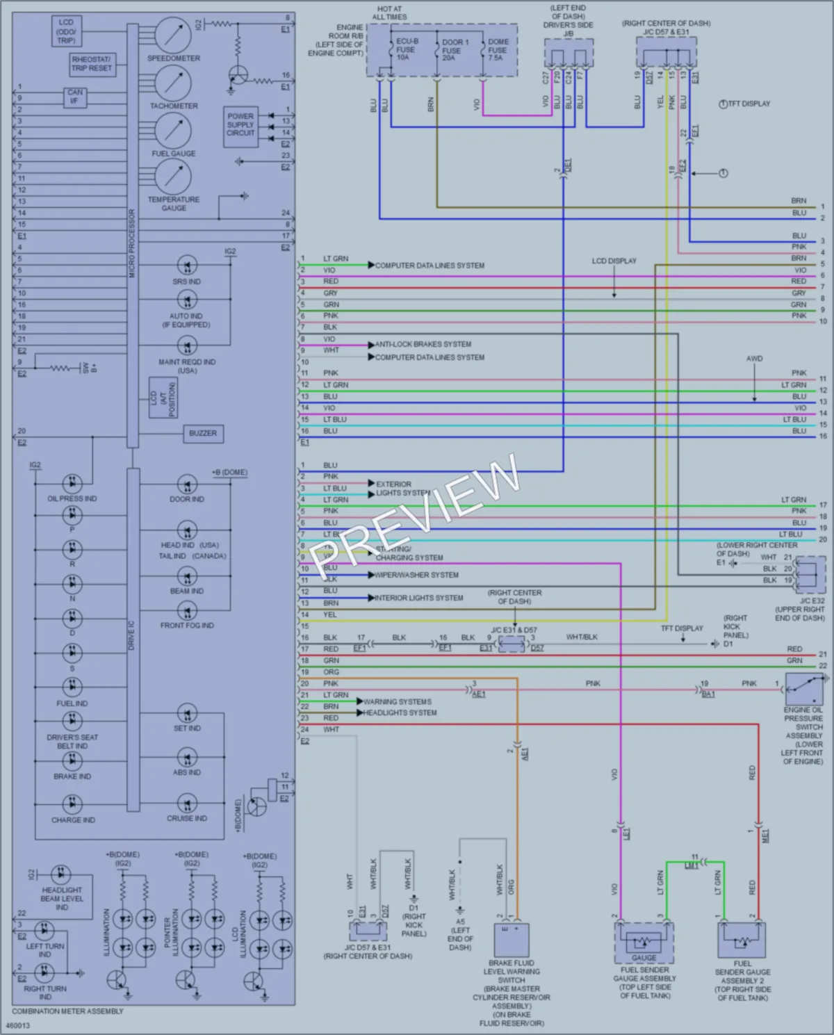 2015 Toyota Venza Instrument Cluster wiring diagram preview