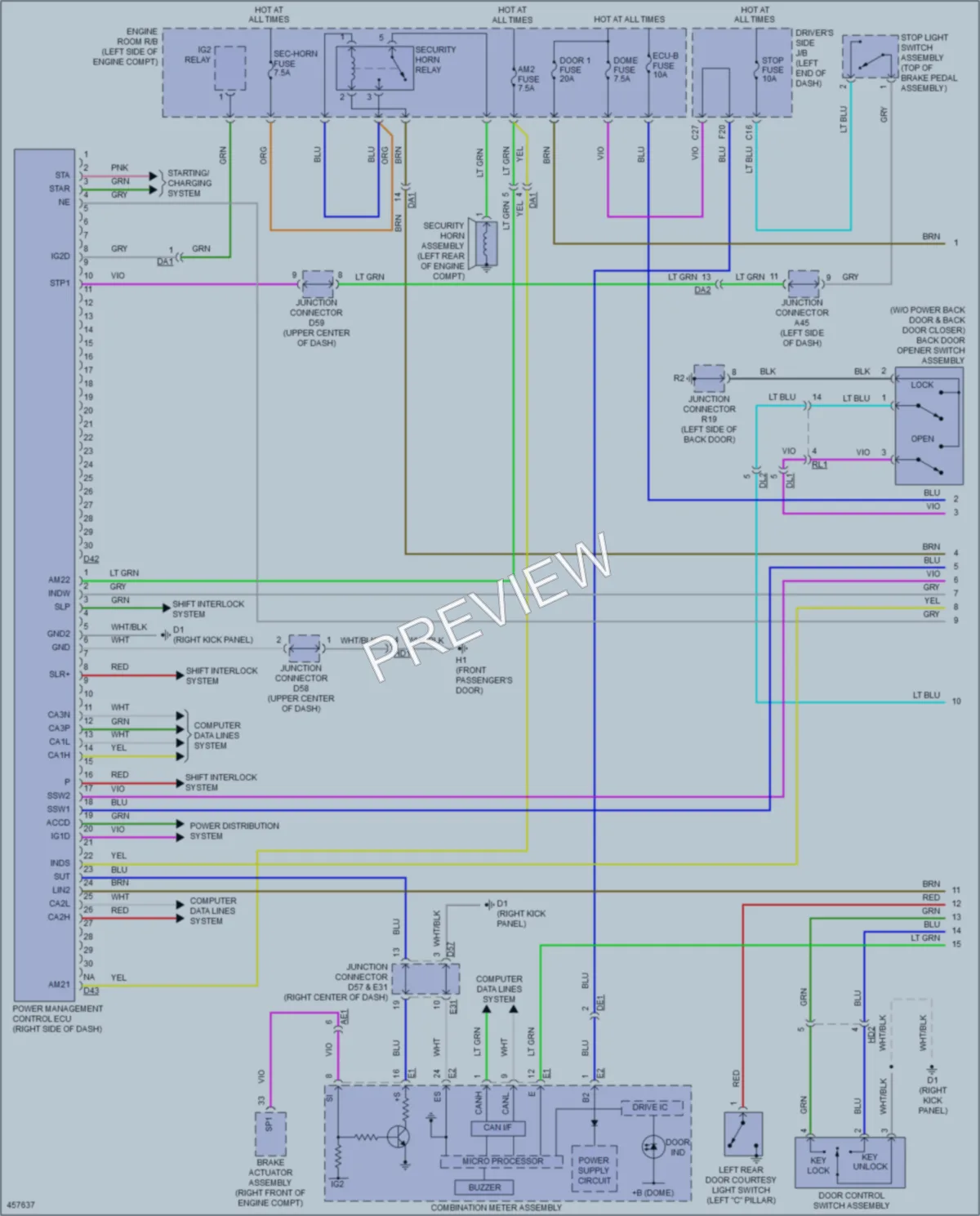 2015 Toyota Venza Power Door Locks wiring diagram preview
