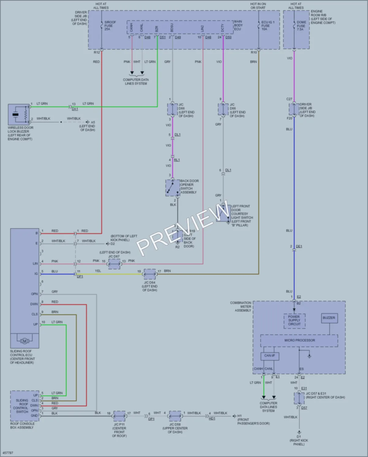 2015 Toyota Venza Power Top Sunroof wiring diagram preview