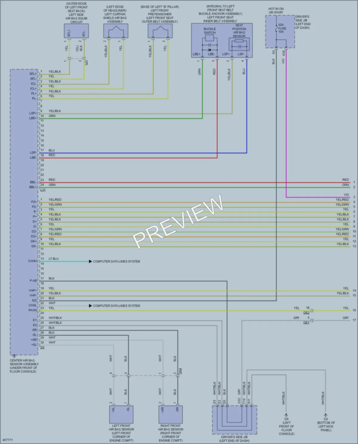 2015 Toyota Venza Supplemental Restraints wiring diagram preview