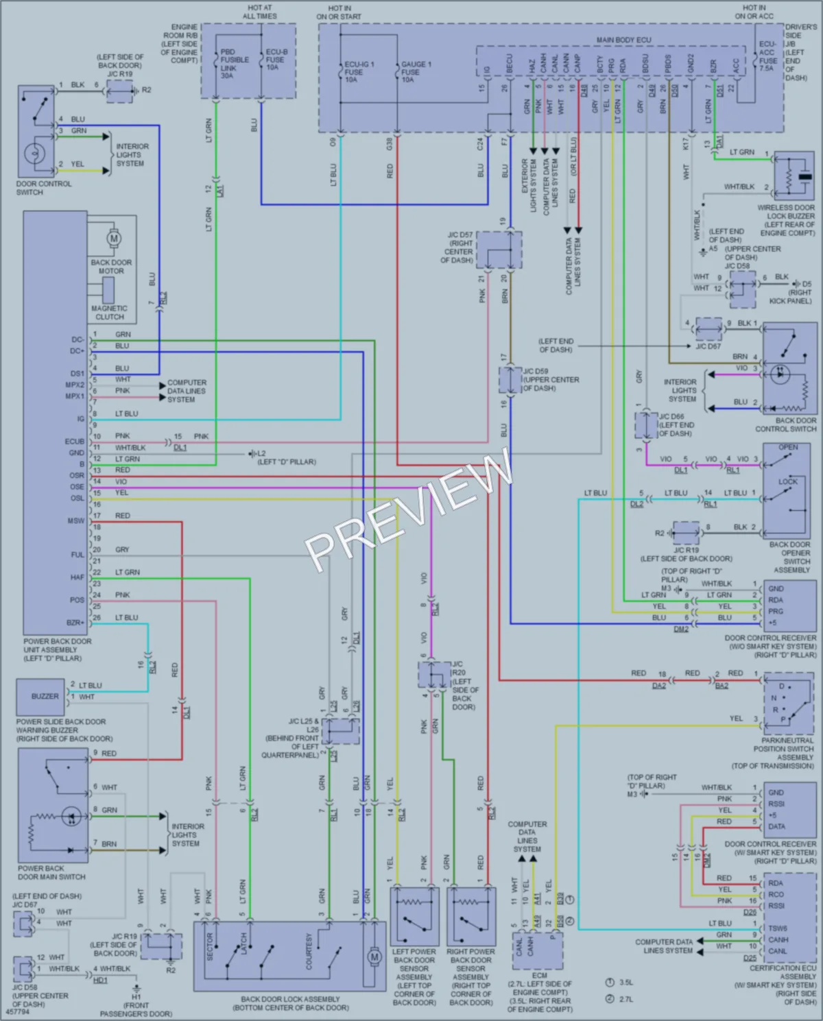 2015 Toyota Venza Trunk Tailgate Fuel Door wiring diagram preview