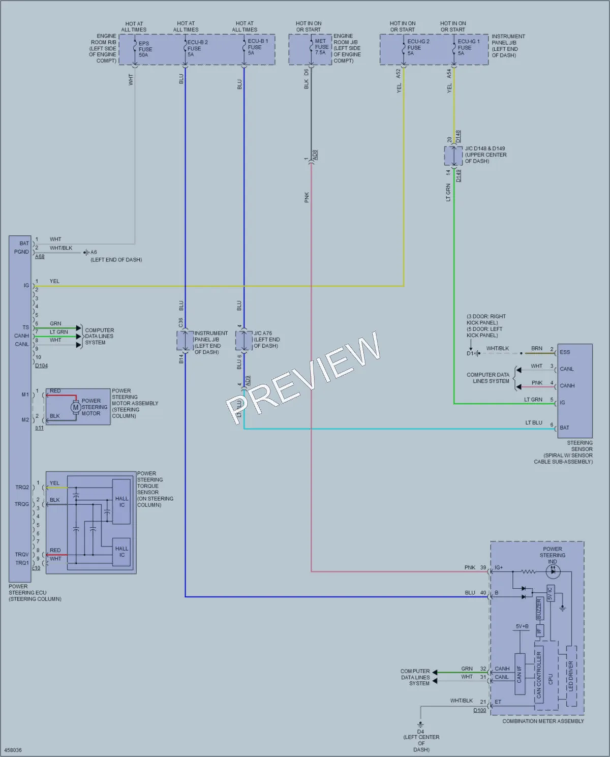 2015 Toyota Yaris Electronic Power Steering wiring diagram preview