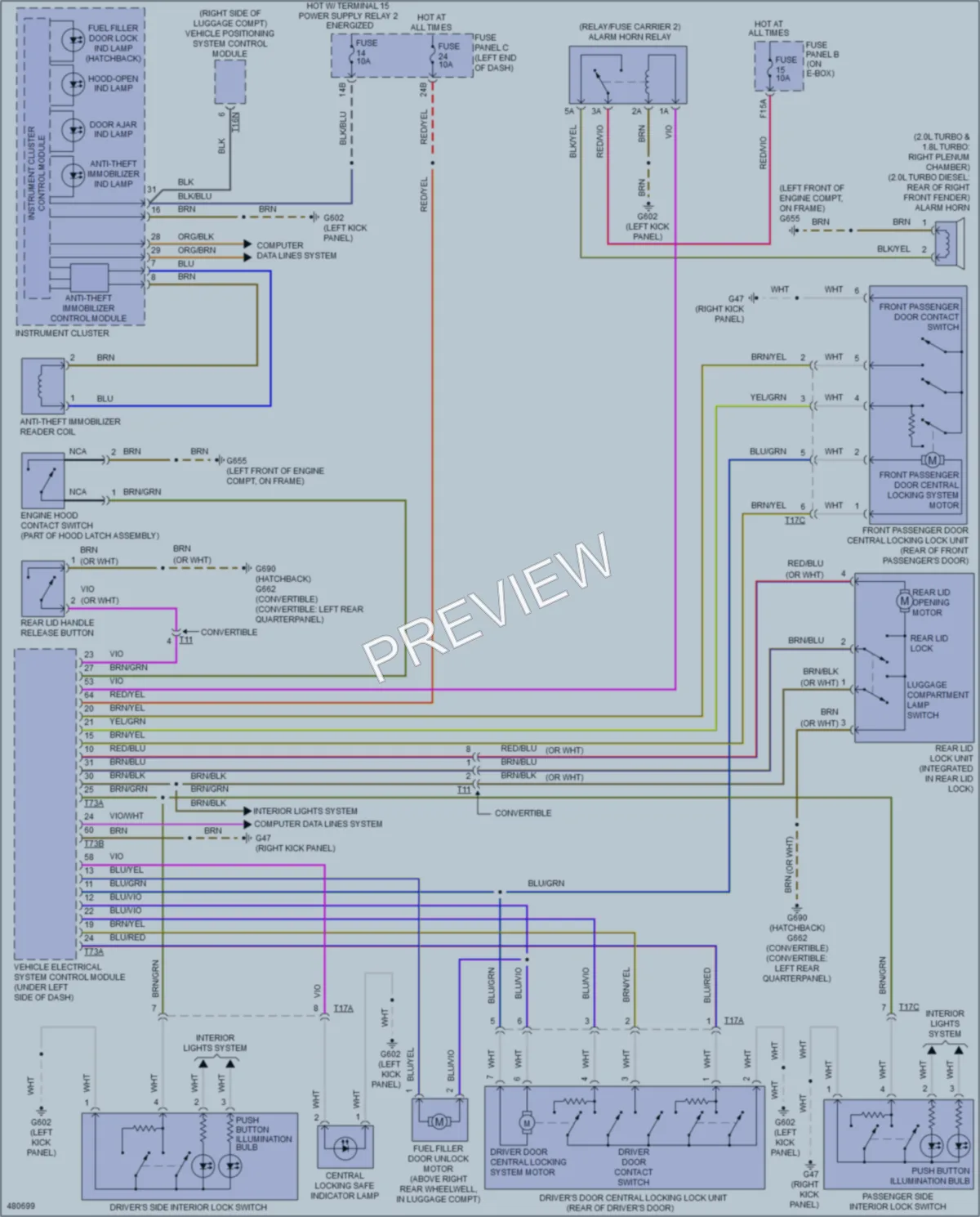 2015 Volkswagen Beetle Power Door Locks wiring diagram preview