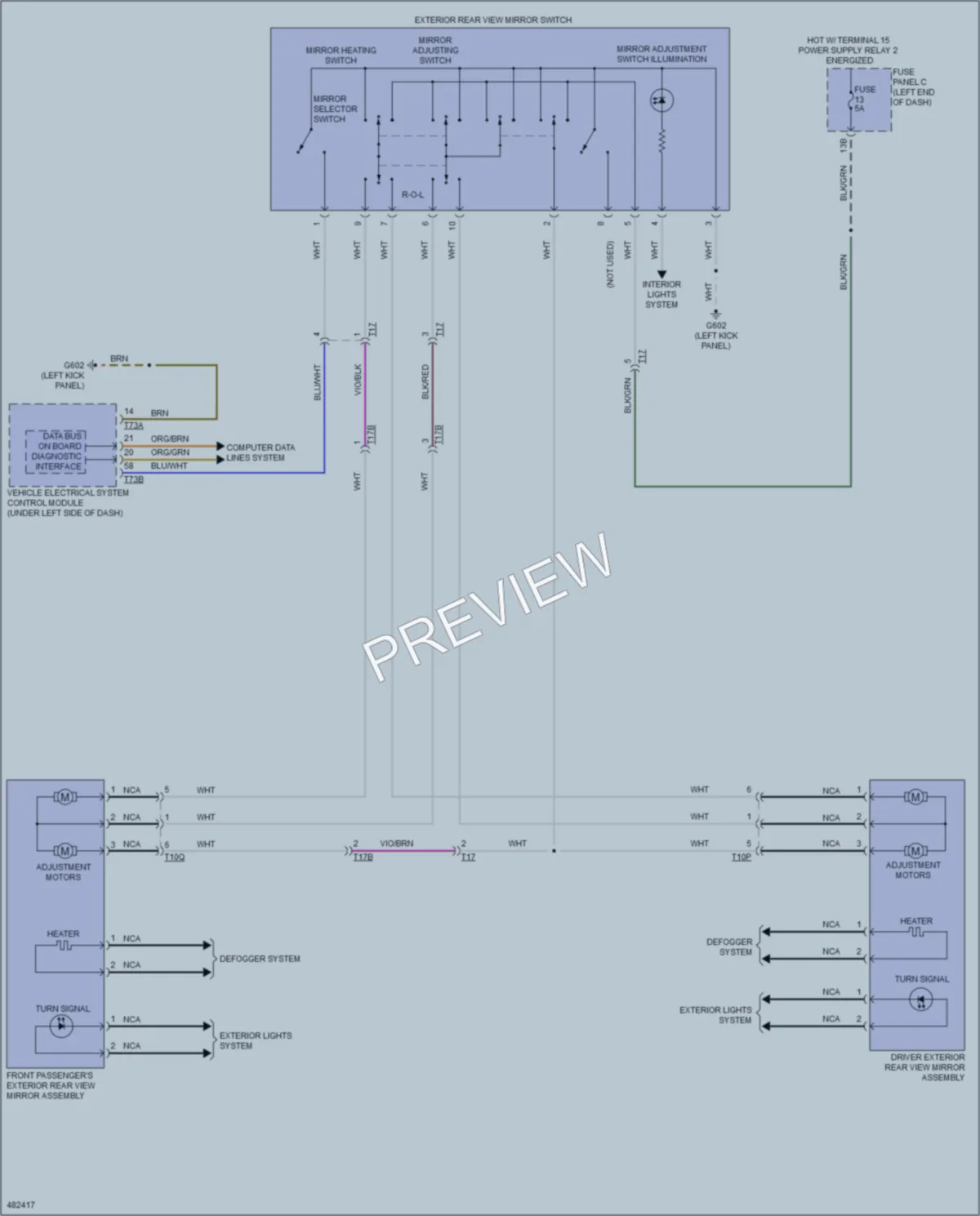 2015 Volkswagen Beetle Power Mirrors wiring diagram preview