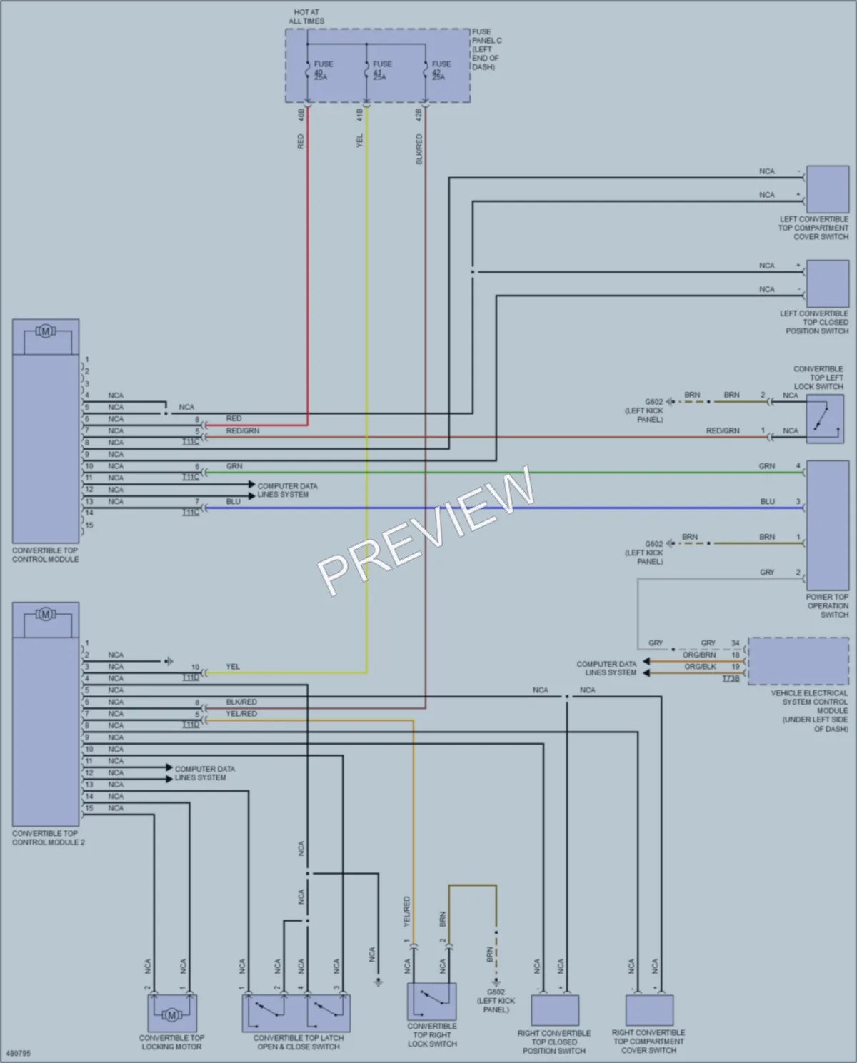 2015 Volkswagen Beetle Power Top Sunroof wiring diagram preview