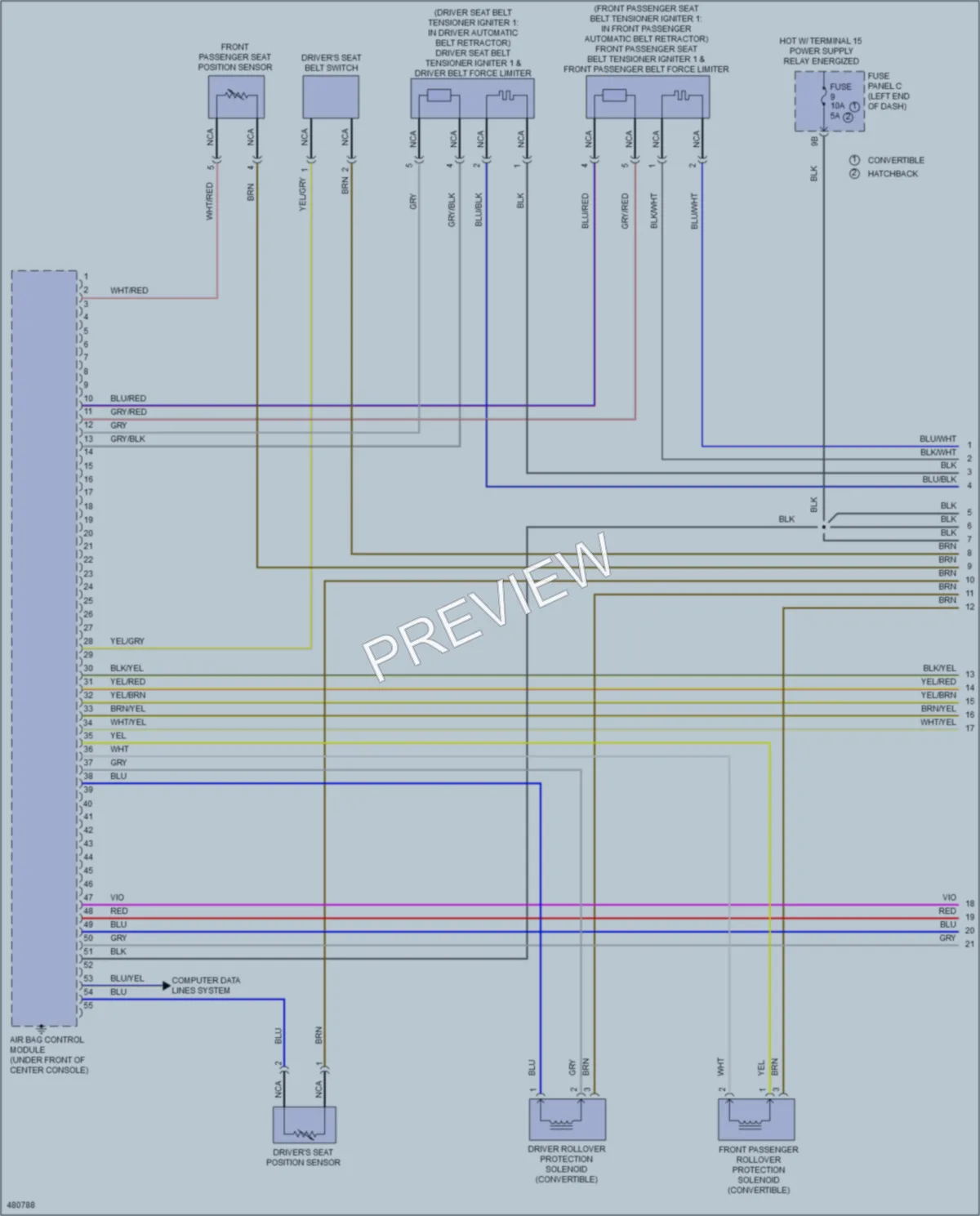 2015 Volkswagen Beetle Supplemental Restraints wiring diagram preview