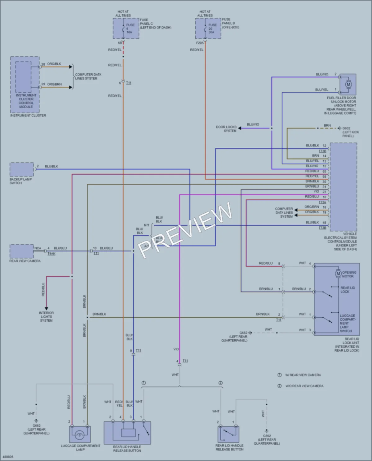 2015 Volkswagen Beetle Trunk Tailgate Fuel Door wiring diagram preview