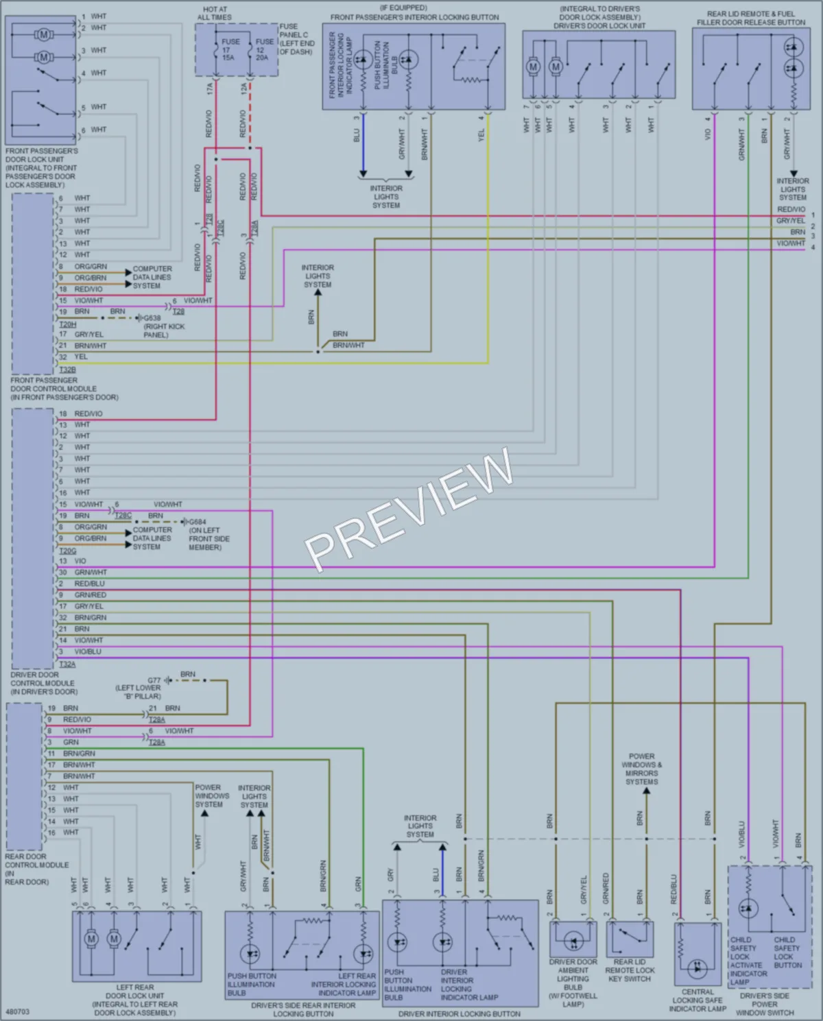 2015 Volkswagen CC Power Door Locks wiring diagram preview