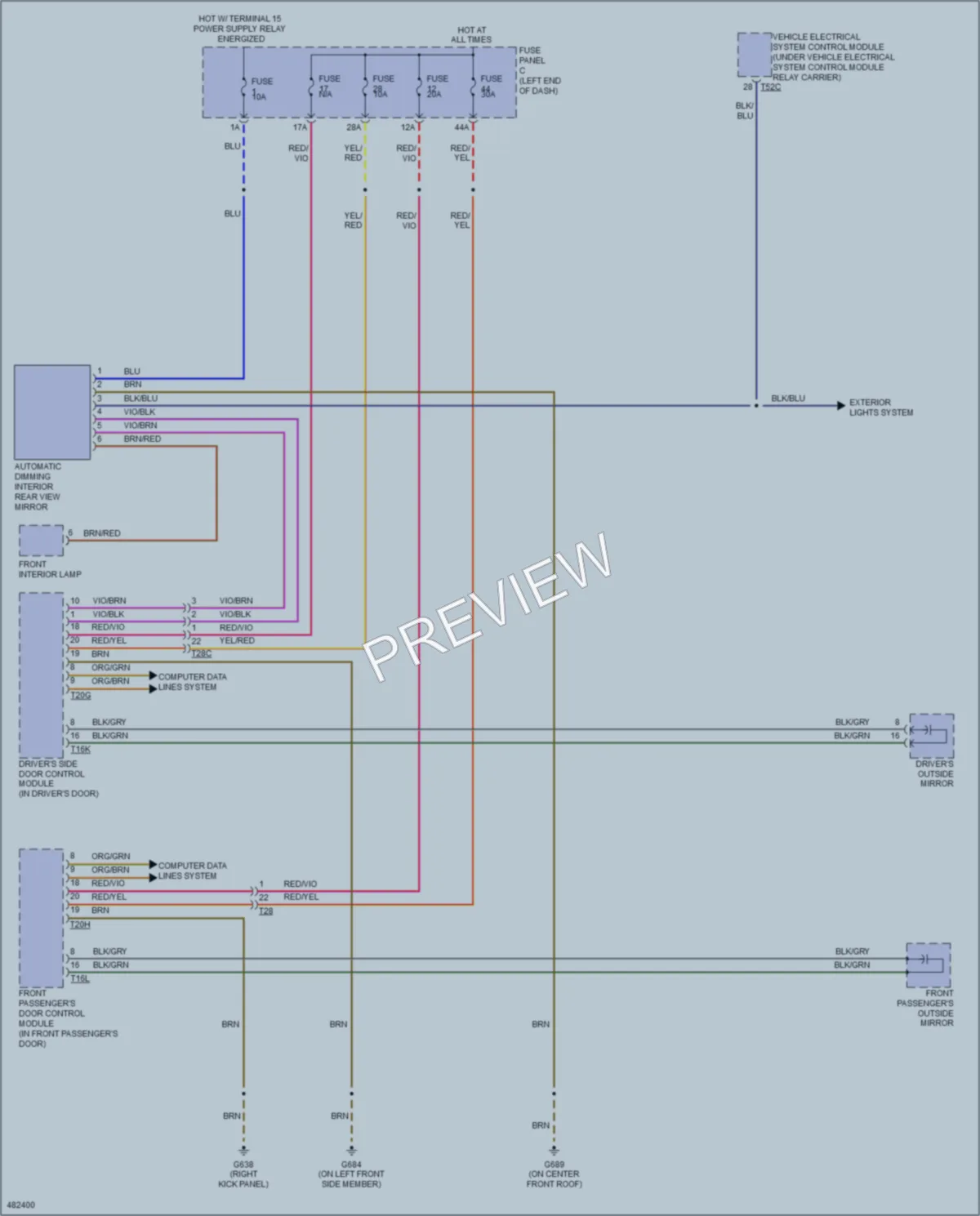 2015 Volkswagen CC Power Mirrors wiring diagram preview