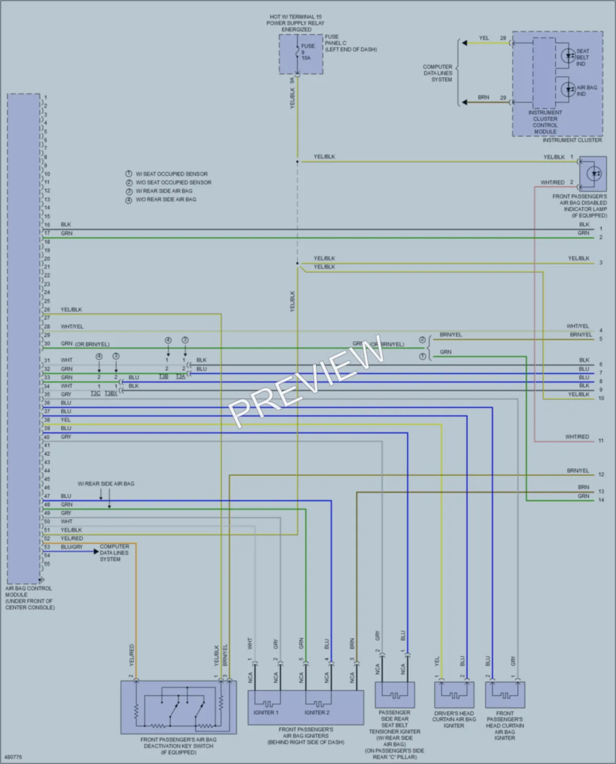 2015 Volkswagen CC Supplemental Restraints wiring diagram preview