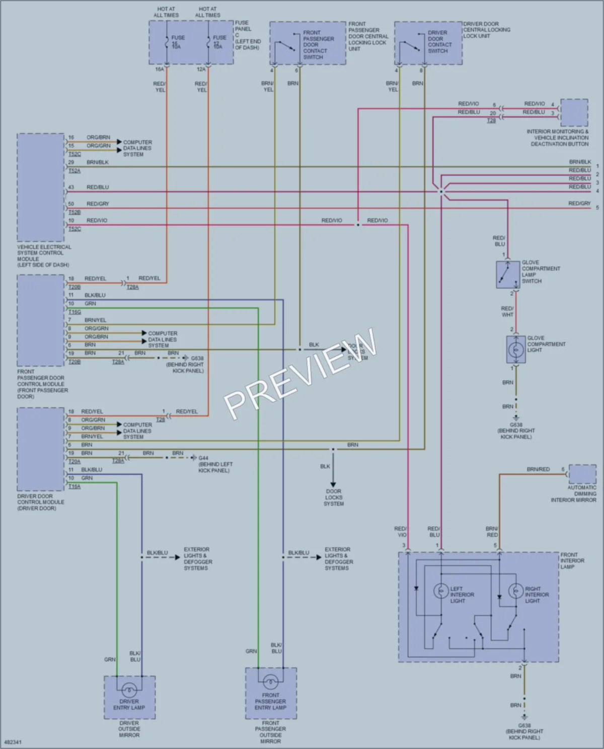 2015 Volkswagen Eos Interior Lights wiring diagram preview