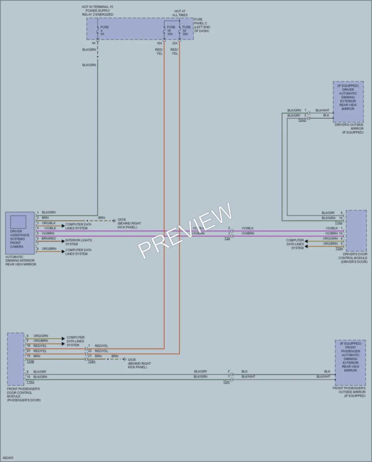2015 Volkswagen Eos Power Mirrors wiring diagram preview