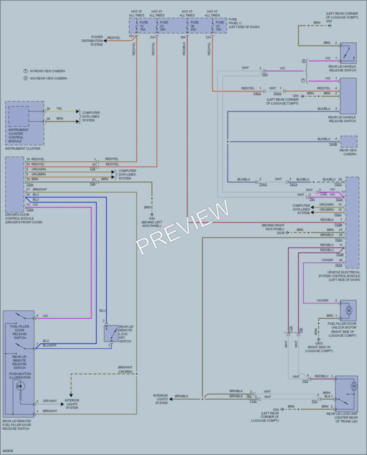 2015 Volkswagen Eos Trunk Tailgate Fuel Door wiring diagram preview