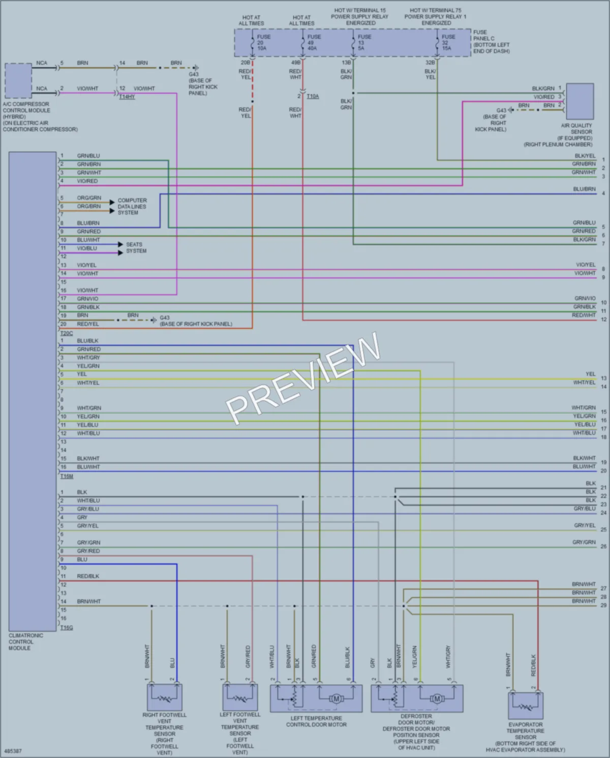 2015 Volkswagen 4D Sedan Air Conditioning wiring diagram preview