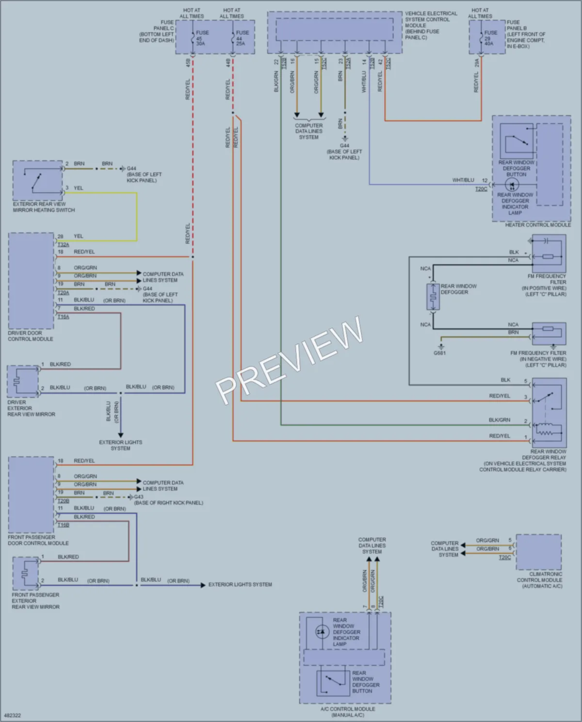 2015 Volkswagen 4D Sedan Defoggers wiring diagram preview