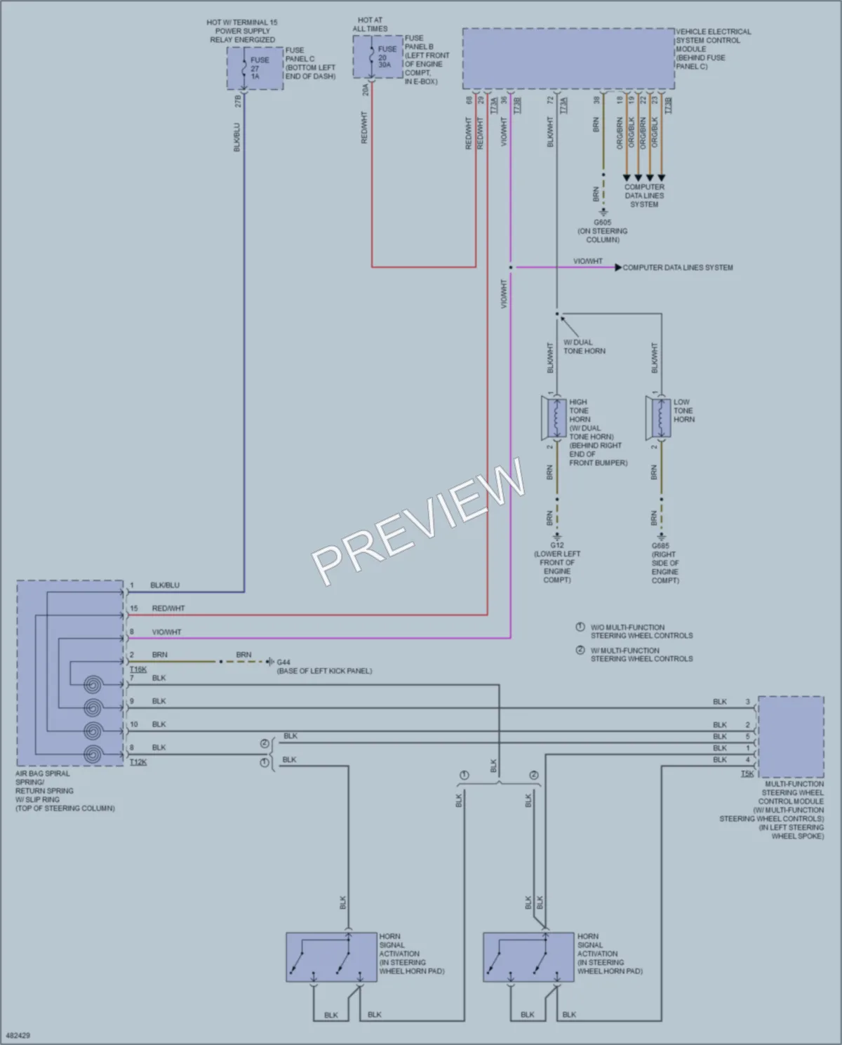 2015 Volkswagen 4D Sedan Horn wiring diagram preview