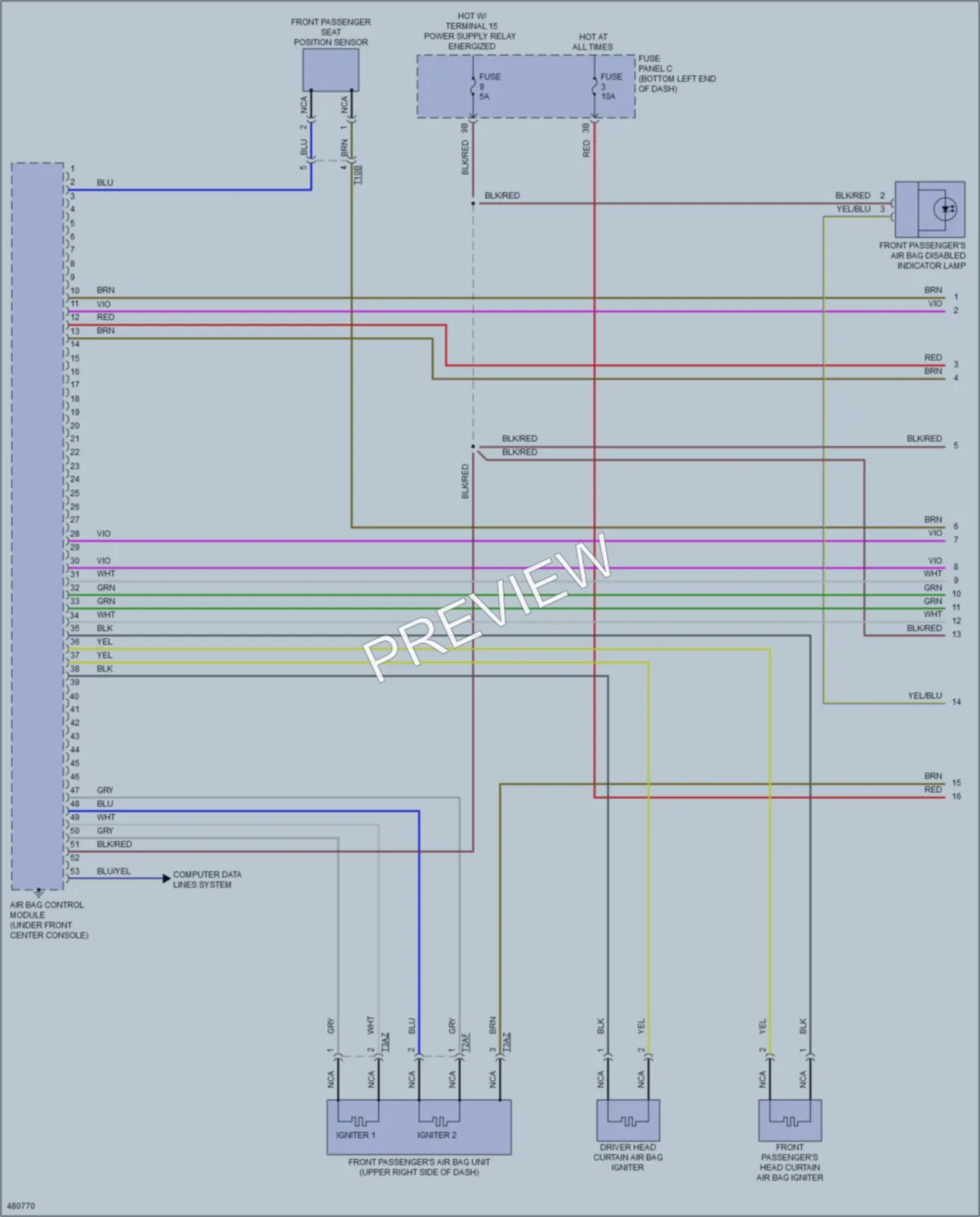 2015 Volkswagen 4D Sedan Supplemental Restraints wiring diagram preview
