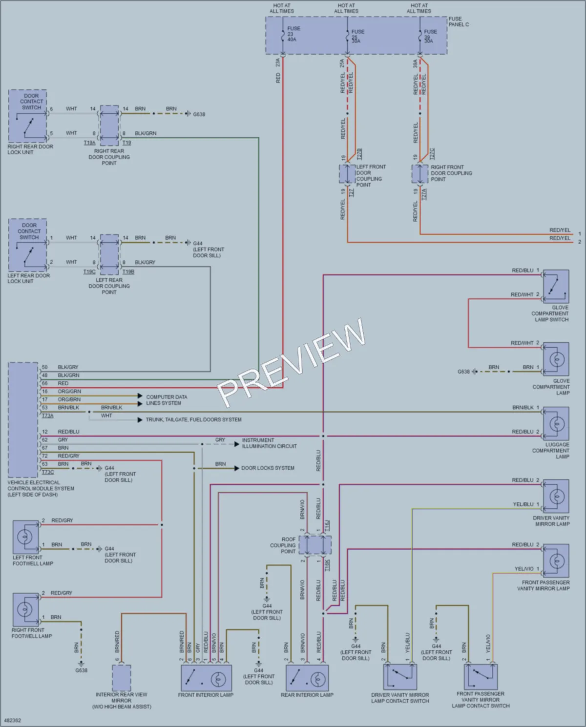 2015 Volkswagen Golf Interior Lights wiring diagram preview